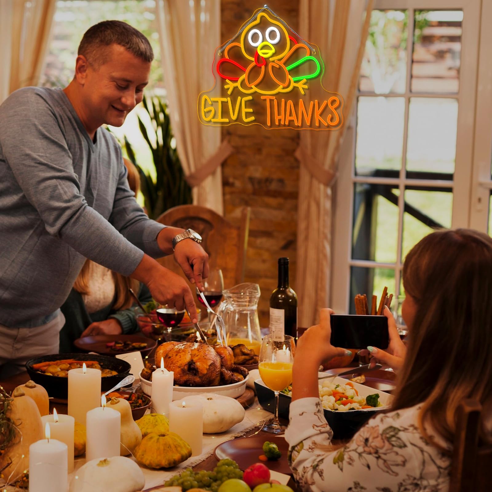 Dreamfort Thanksgiving Turkey Neon Sign Festive Led Wall Decor For Holiday Dining  Autumn Parties & Fall Home Decor  Usb-Powered With Adjustable Brightness  Seasonal Turkey Design