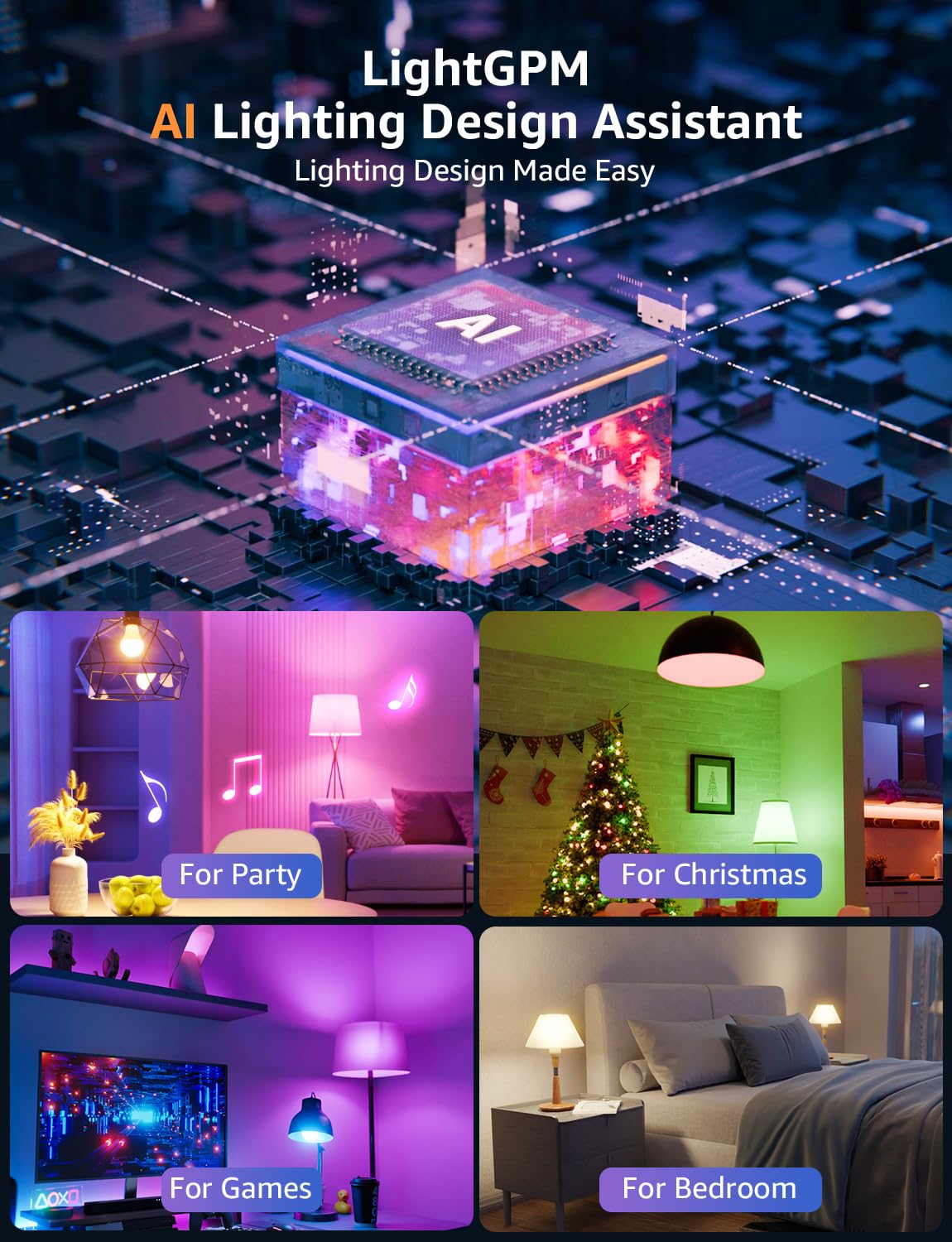 Lepro B1 Smart Light Bulbs - WiFi & Bluetooth RGBWW Color Changing LED, Works with Alexa & Google Assistant, 2 Pack