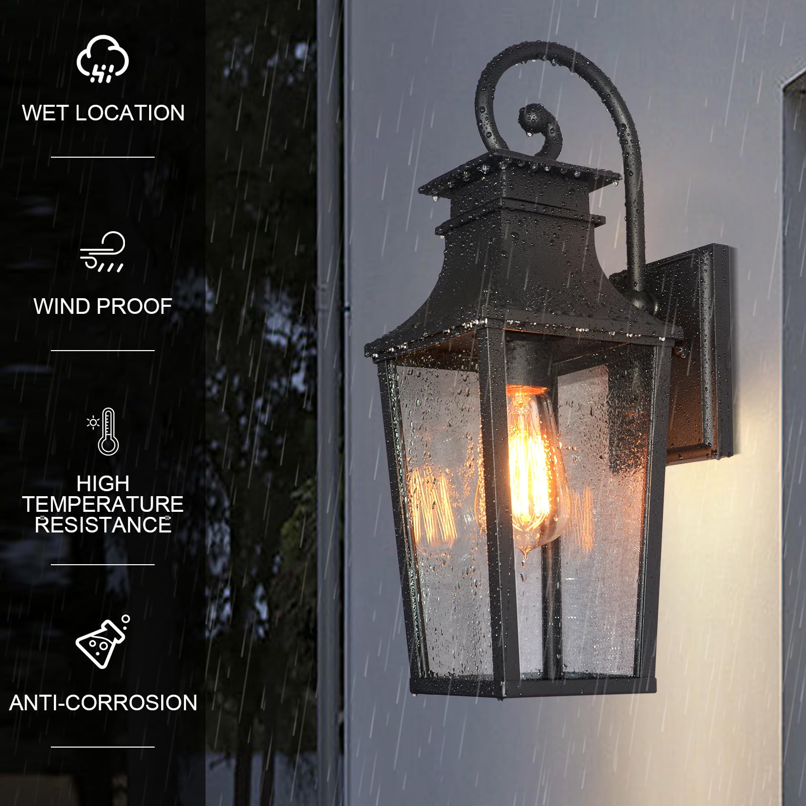 Alvime Outdoor Wall Light Fixture - Waterproof, All-Weather Wall Lantern For Entryway & Patio