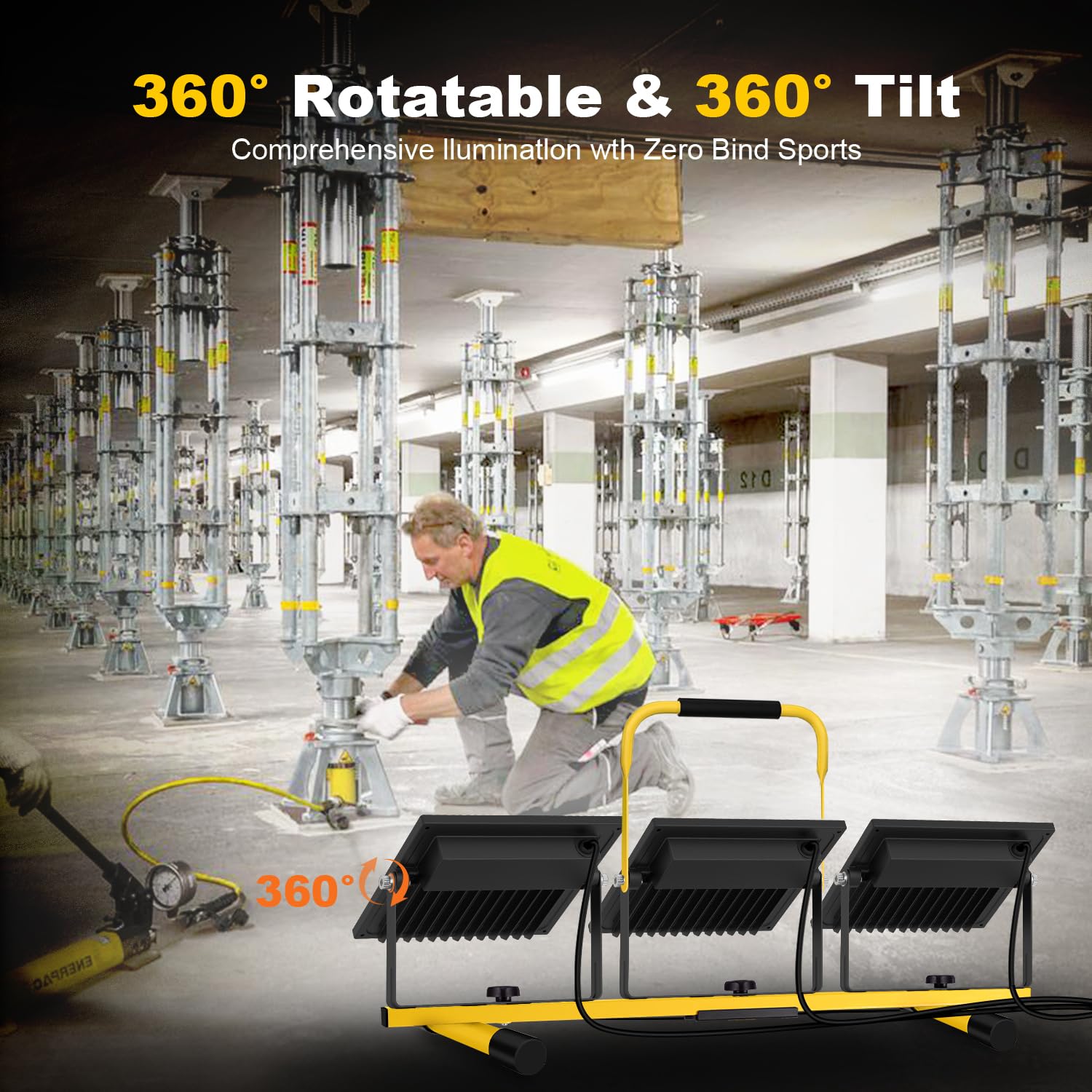 54000 Lumen Work Lights On Stand 3 Adjustable Head Led Triod Light With 16Ft Cord - Ip67 Waterproof Led Work Lights With Stand F