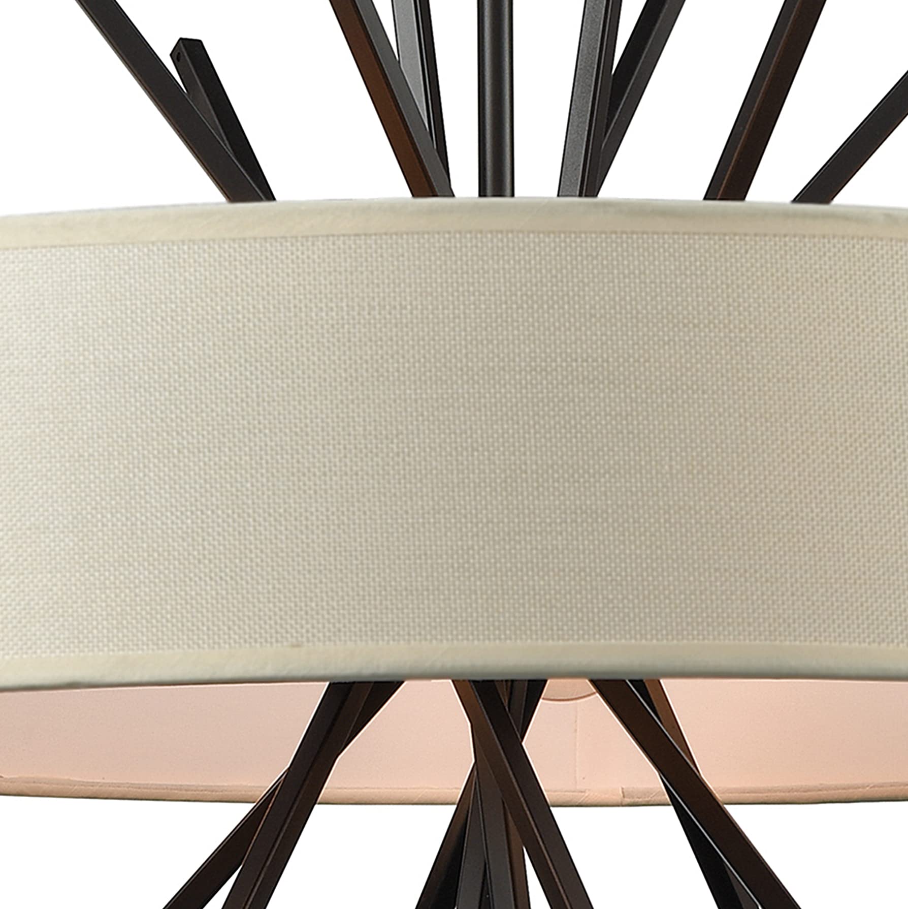 Elk Lighting Xenia 5-Light Chandelier, Oil Rubbed Bronze With Beige Fabric Shade, 25W X 32H