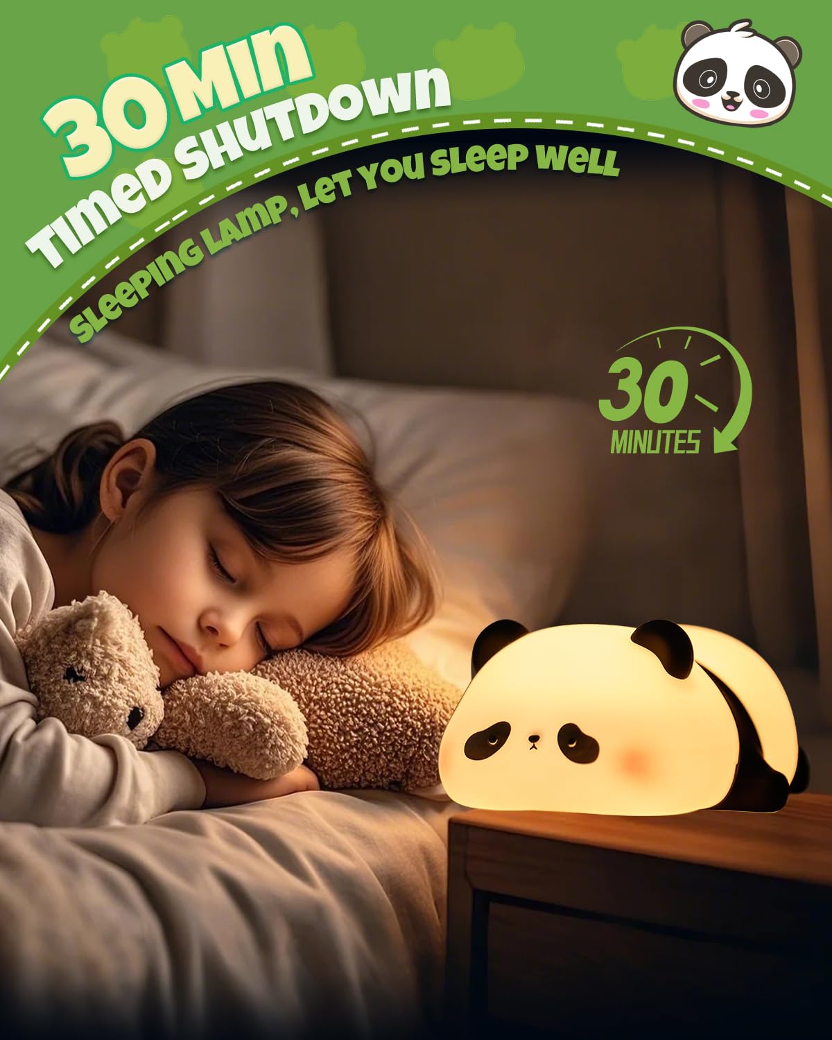 Cute Panda Night Light  Animal Lamp  Food Grade Silicone  Rechargeable  3 Level Dimmable  Squishy Nursery Nightlight For Desk Decor  Funny Gifts Stuff For Boys Girls Baby  White Elephant Gifts