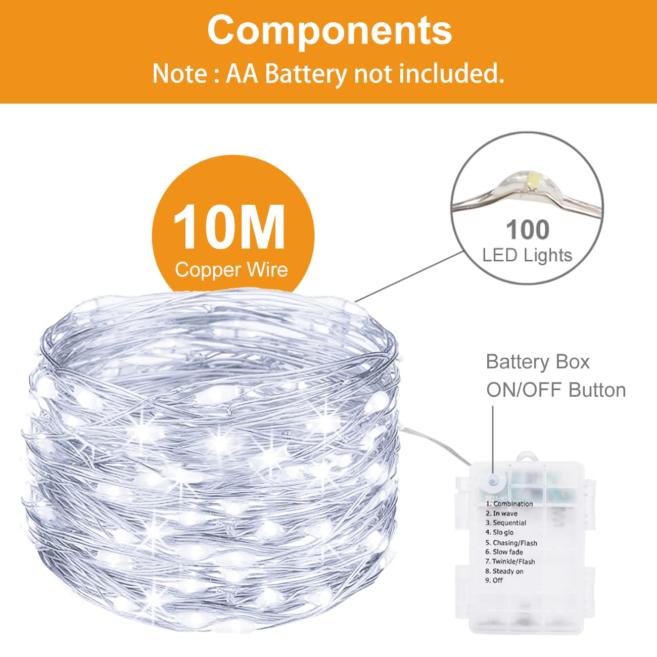 3 Pack 33Ft 100Led Fairy String Lights Battery Operated With Remote And Timer,Ip65 Waterproof Dimmable Copper Wire 8 Modes Twinkle Lighting For Indoor Outdoor Bedroom Christmas Decor-Cool White