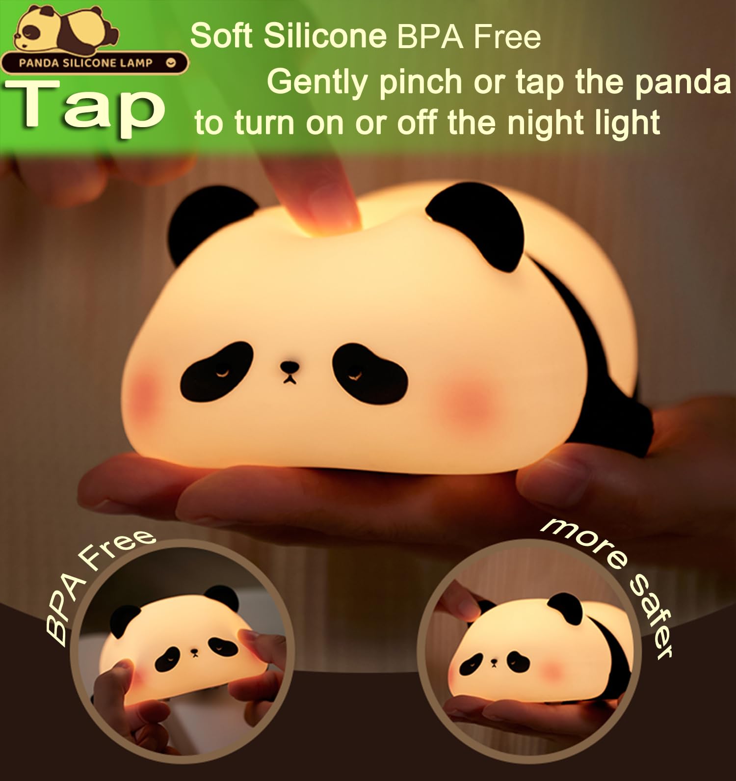 DREAMING MY DREAM Panda Night Light, LED Dimmable Nursery Lamp, Model K-1155, A-Panda Pangda