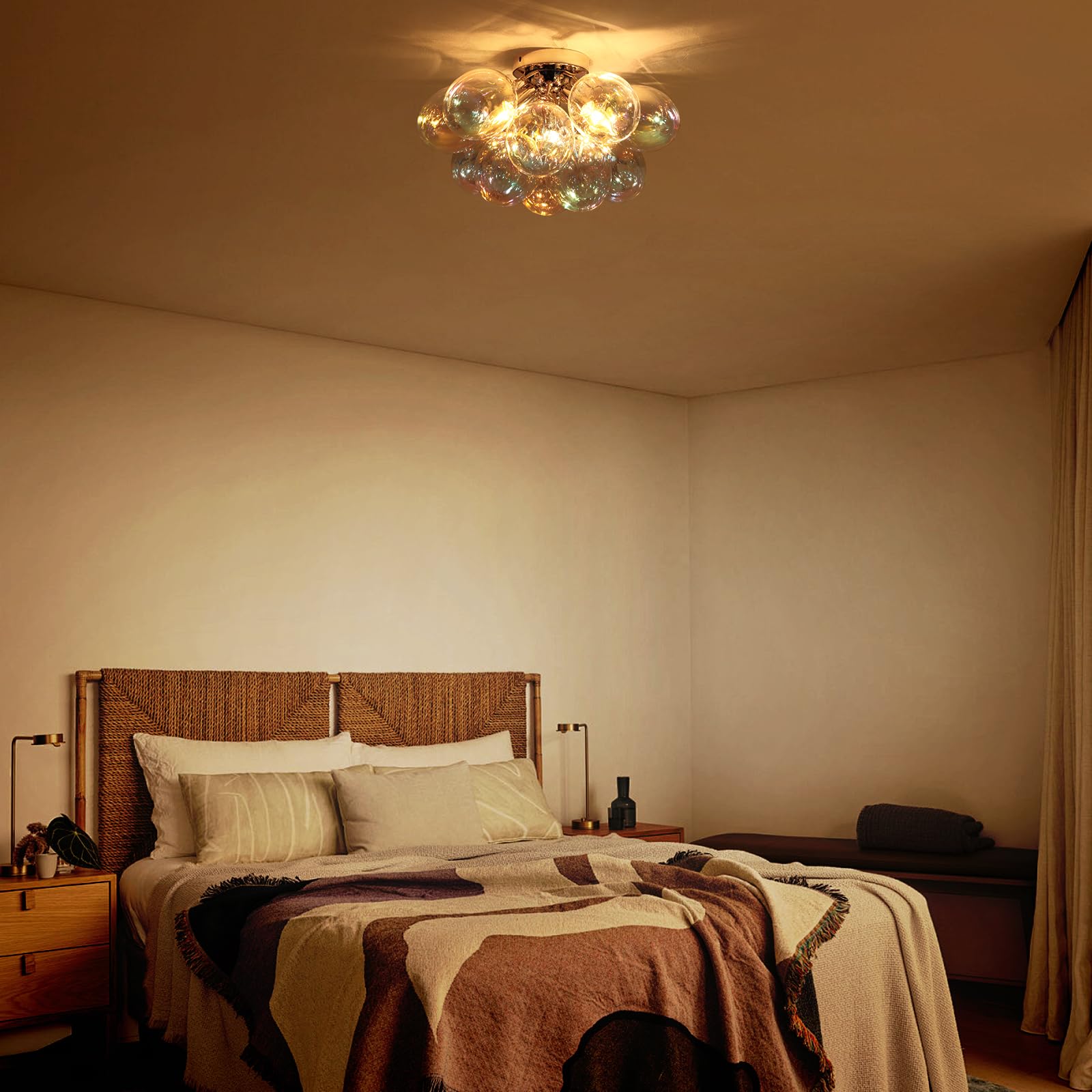 Goyeel Glass Bubble Chandelier Lighting Colorful Bedroom Ceiling Light Chandelier Modern Mid Century Light Fixtures Ceiling Mount Flush Mounts With 13 Globe For Kid Room Girls Room Foyer Living Room