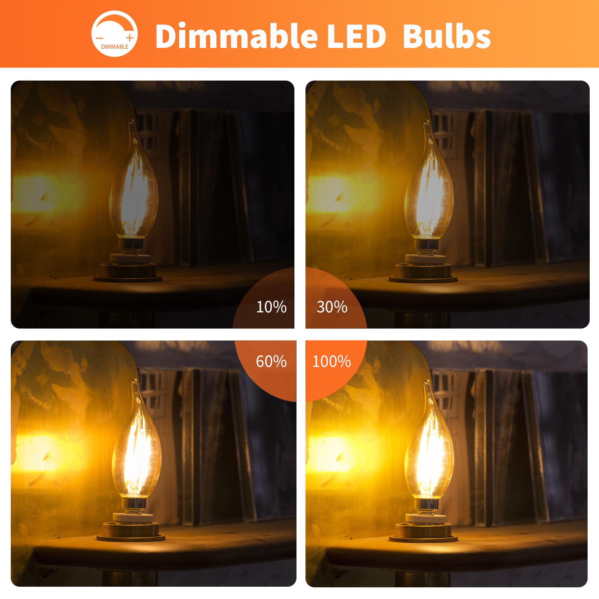 Alampever 800Lm Super Bright Dimmable Led Light Bulb, E26 Led Bulb 100 Watt Equivalent, Ca11 2700K Soft White Led Candelabra Bul