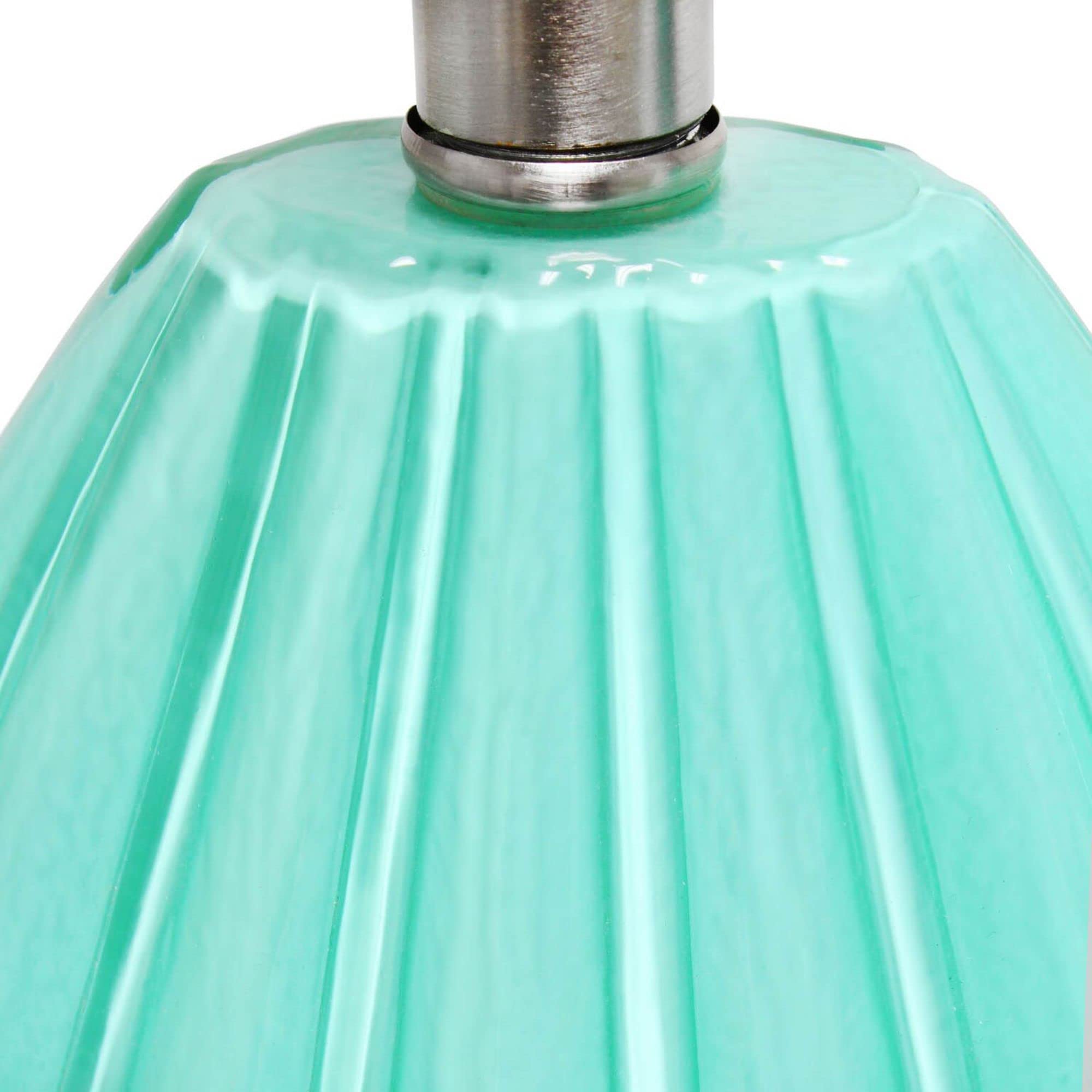 LALIA HOME Contemporary Pleated Table Lamp, Seafoam, White Fabric Shade, Model LHT-5006-SF
