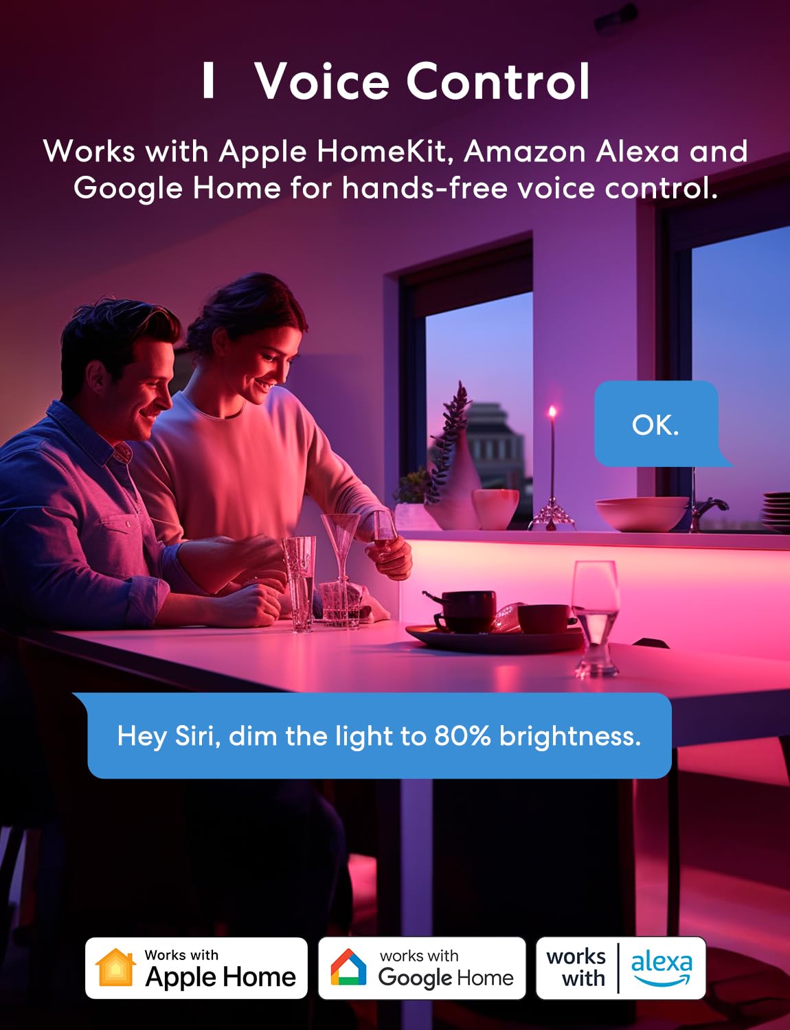 meross Smart LED Strip Lights 16.4ft WiFi RGB Lights for HomeKit, Alexa, Google Home, UL Listed, Model MSL320