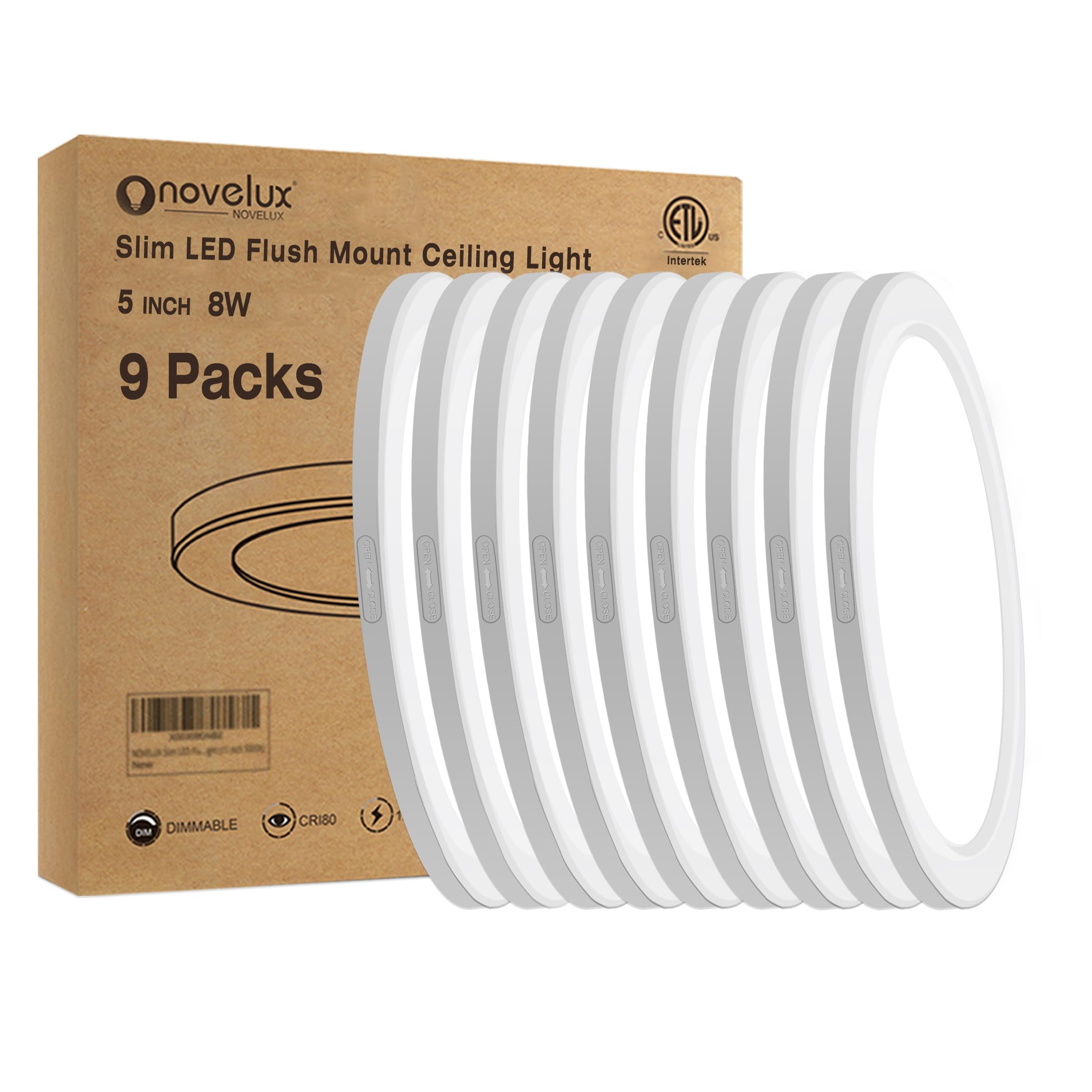Novelux 5.4'' Flush Mount Ceiling Light Dimmable With Etl Cert, 8W 5000K Led Ceiling Lights White Ultra Thin Round Ceiling Light