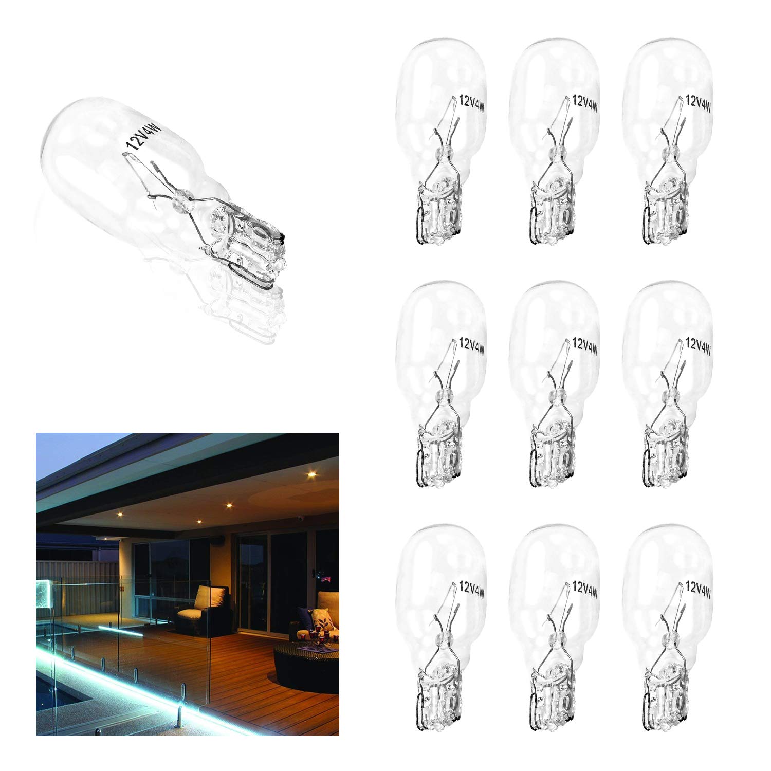 Etoplighting (10) Bulbs, 12V 4W Low Voltage T5 Wedge Base Replacement Bulb, 12 Volts 4 Watts
