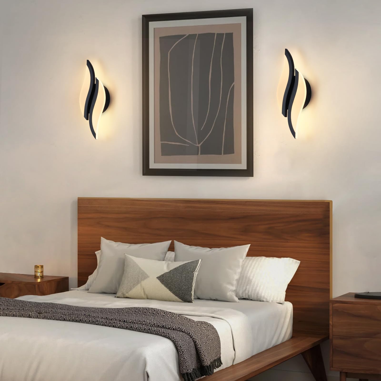 CANEOE LED Wall Sconce - Modern Acrylic Lighting Fixture, 3000K Warm White, Black, 1 Pack, Model WL-YZ-C, Ideal for Living Room & Hallway