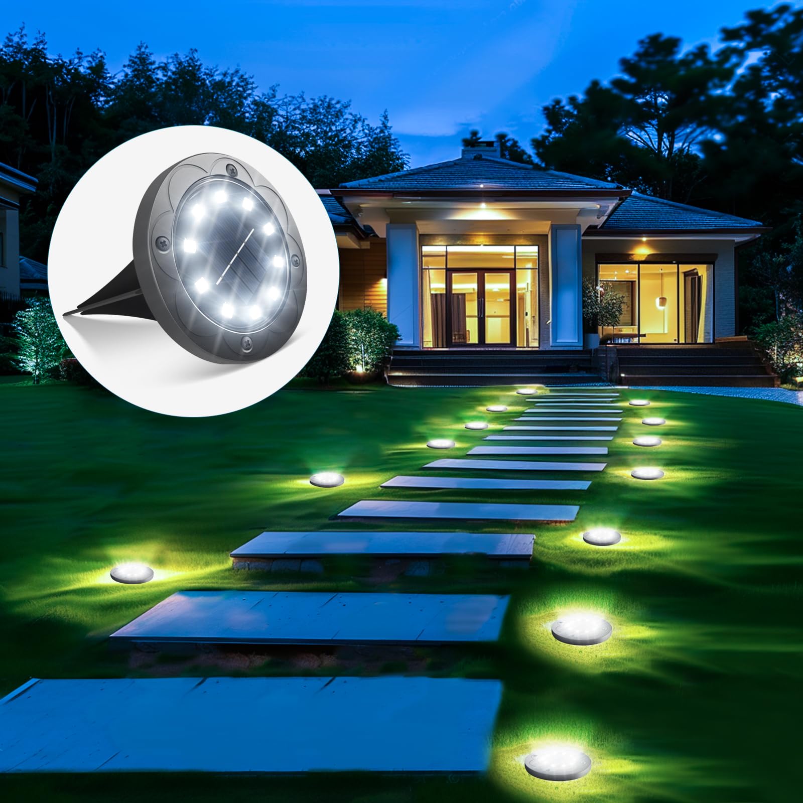 Brightown Solar Lights Outdoor Waterproof, 16 Packs LED In-Ground Lights Outdoor Solar Lights for Yard Patio Garden Lawn Deck Ou
