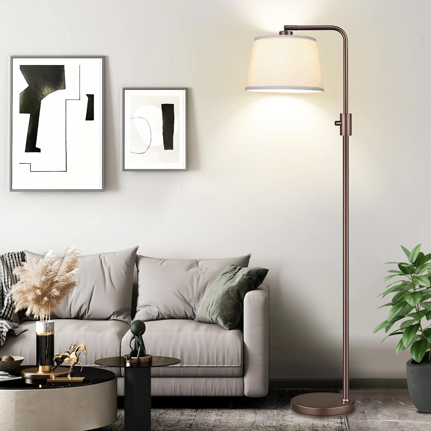 Nintiue [Upgraded] Dimmable Floor Lamp, 1000 Lumens Led Edison Bulb Included, Modern Arc Standing Tall Brown Floor Lamp For Livi