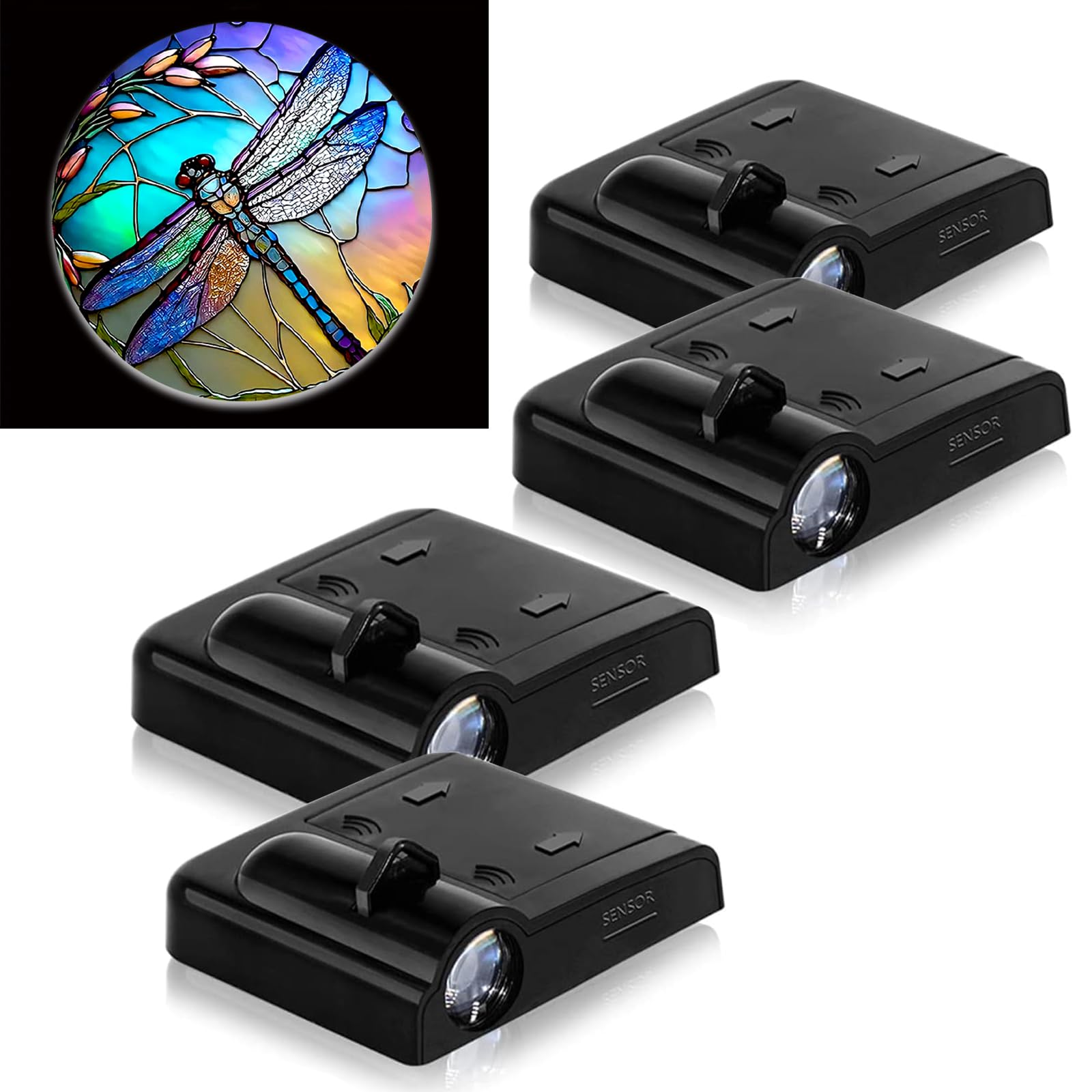 Lmzljz 4Pcs Car Door Lights Dragonfly Door Lights Logo Projector Led Shadow Welcome Lamp Car Accessories Dragonfly Gifts For Women Men Suitable For All Vehicles Motorcycle Bike