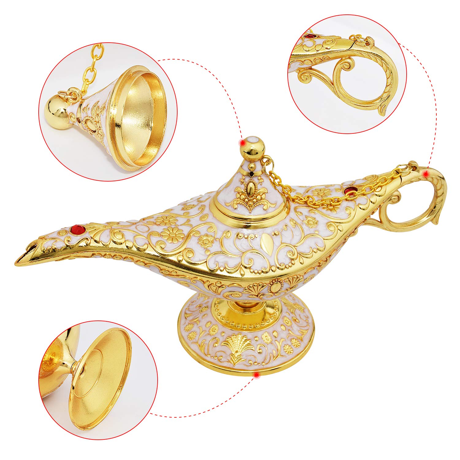 SUNMALL Vintage Aladdin Lamp, Zinc Alloy, Beige, Collectable Arabian Decor for Home, Wedding, Party, Halloween, Birthday