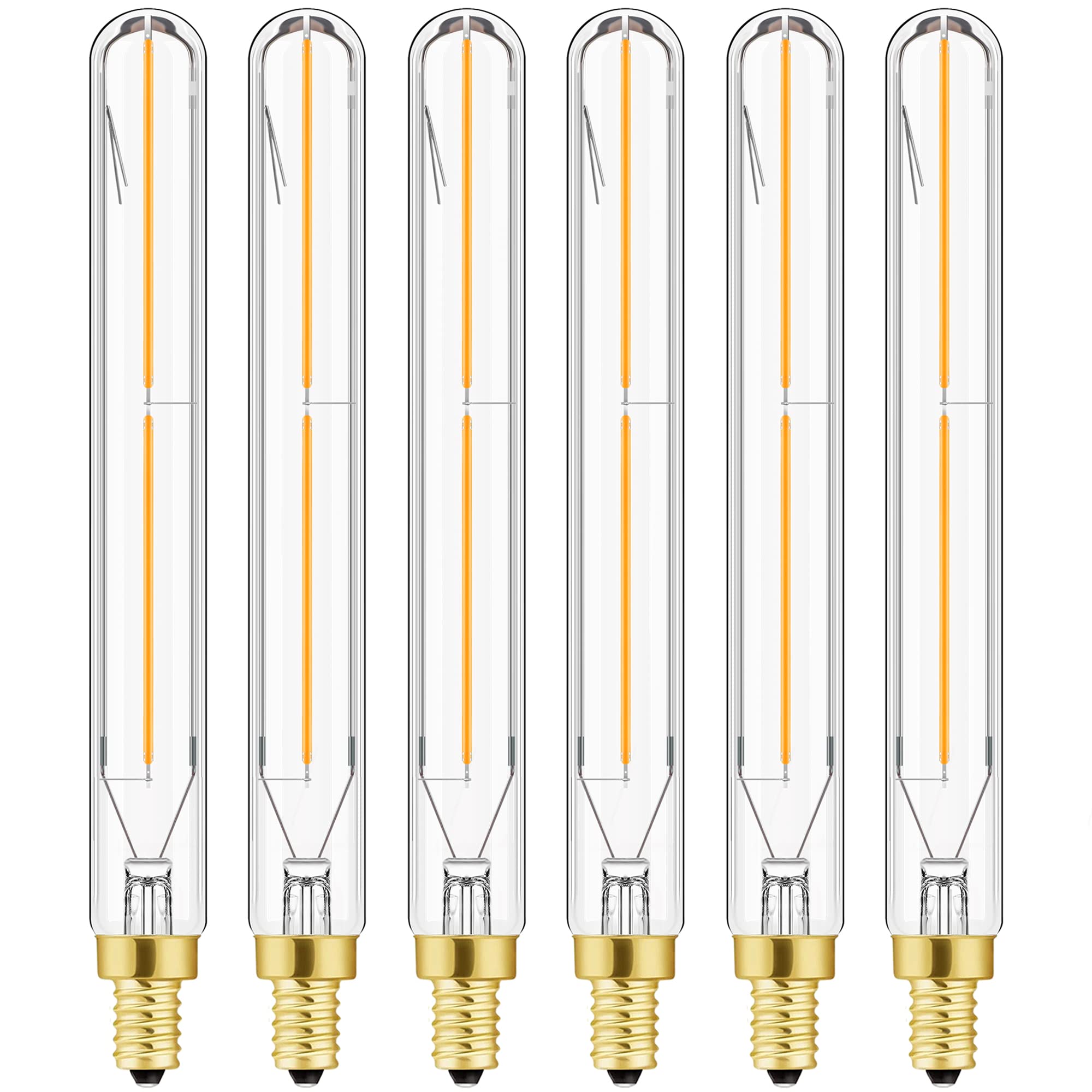Leools E12 Led Long Bulb,7.3Inch Long Tubular Light Bulbs,T6 B11 Candelabra Bulb 40 Watt For Chandeliers,Clear Glass,Warm White,