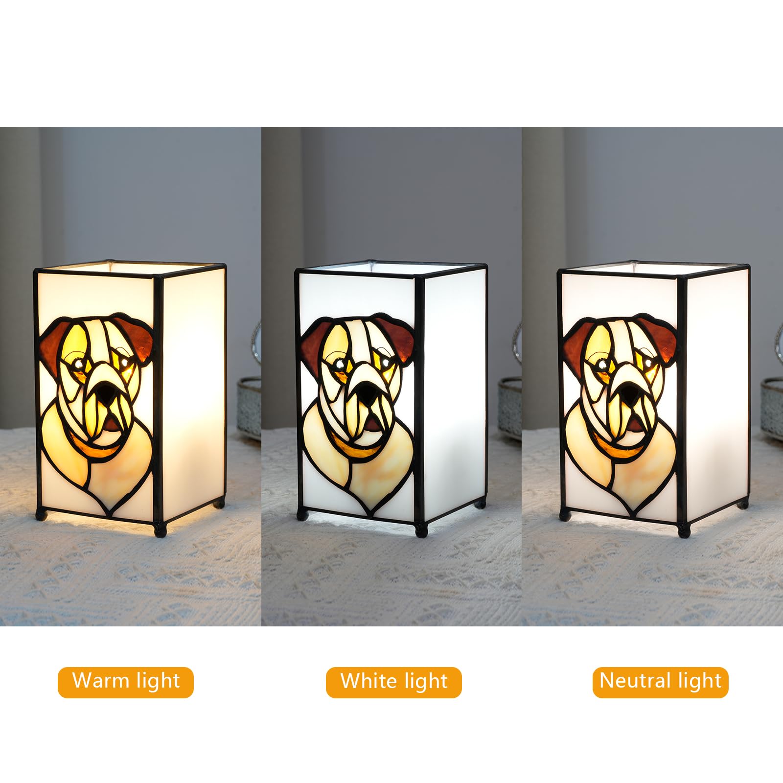 Kiphepi Tiffany Lamp Stained Glass Lamp Small Bedside Table Lamps For Living Room Home Decor Girls Women Birthday Halloween Christmas Thanksgiving Day Gift Dog