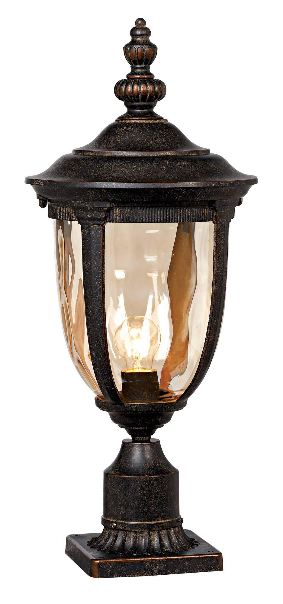 John Timberland Bellagio Outdoor Post Light Fixture, 25" Tall, Brown Metal, Glass, Ideal for Porch, Patio, Deck, Garden, Driveway