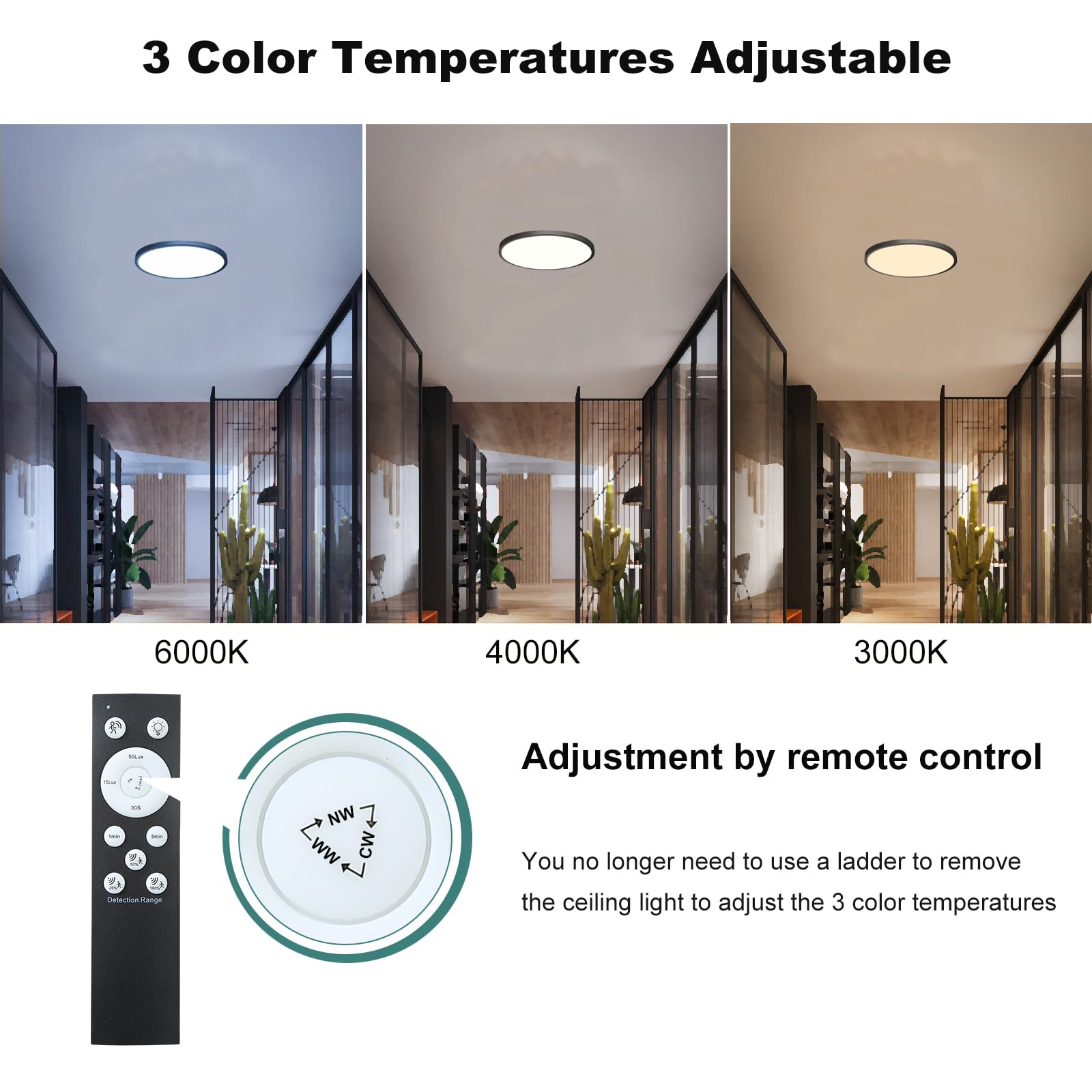 2 Pack Motion Sensor Ceiling Light With Remote,24W Flush Mount Light Fixture Round,Motion Sensor Light Indoor Wired For Hallway