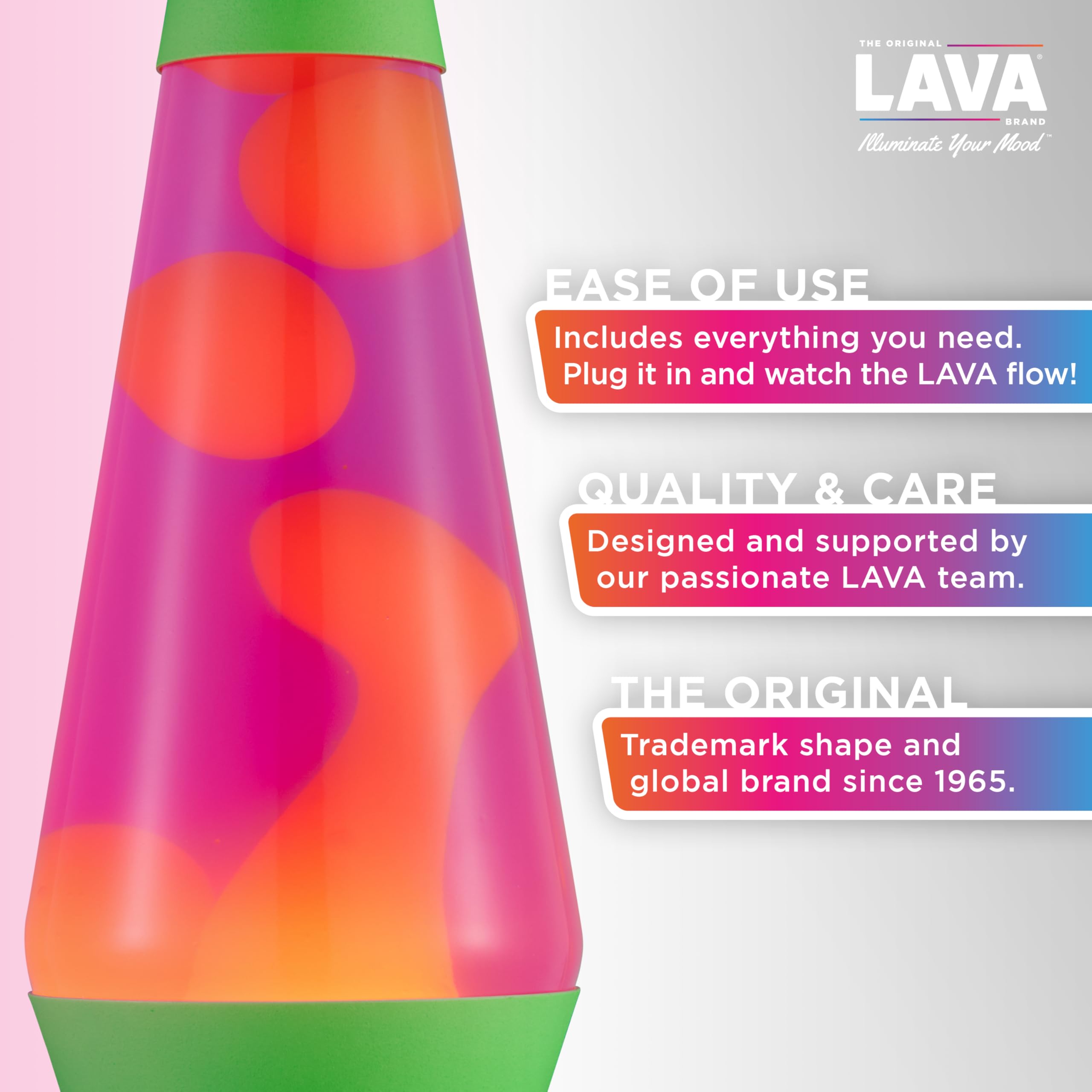 Lava 14.5" Classic Liquid Motion Lamp - Neon Green with Orange and Pink Liquid, Model #2096