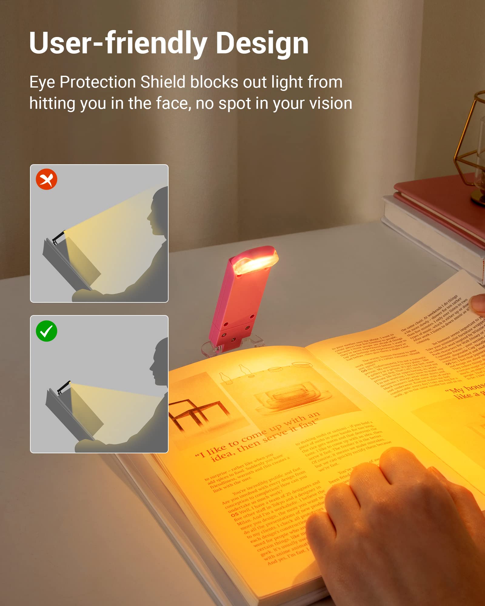 Dewenwils Book Reading Light, Usb Rechargeable Booklight For Reading In Bed, Led Clip On Book Lights For Kids, Bookworms, Blue L