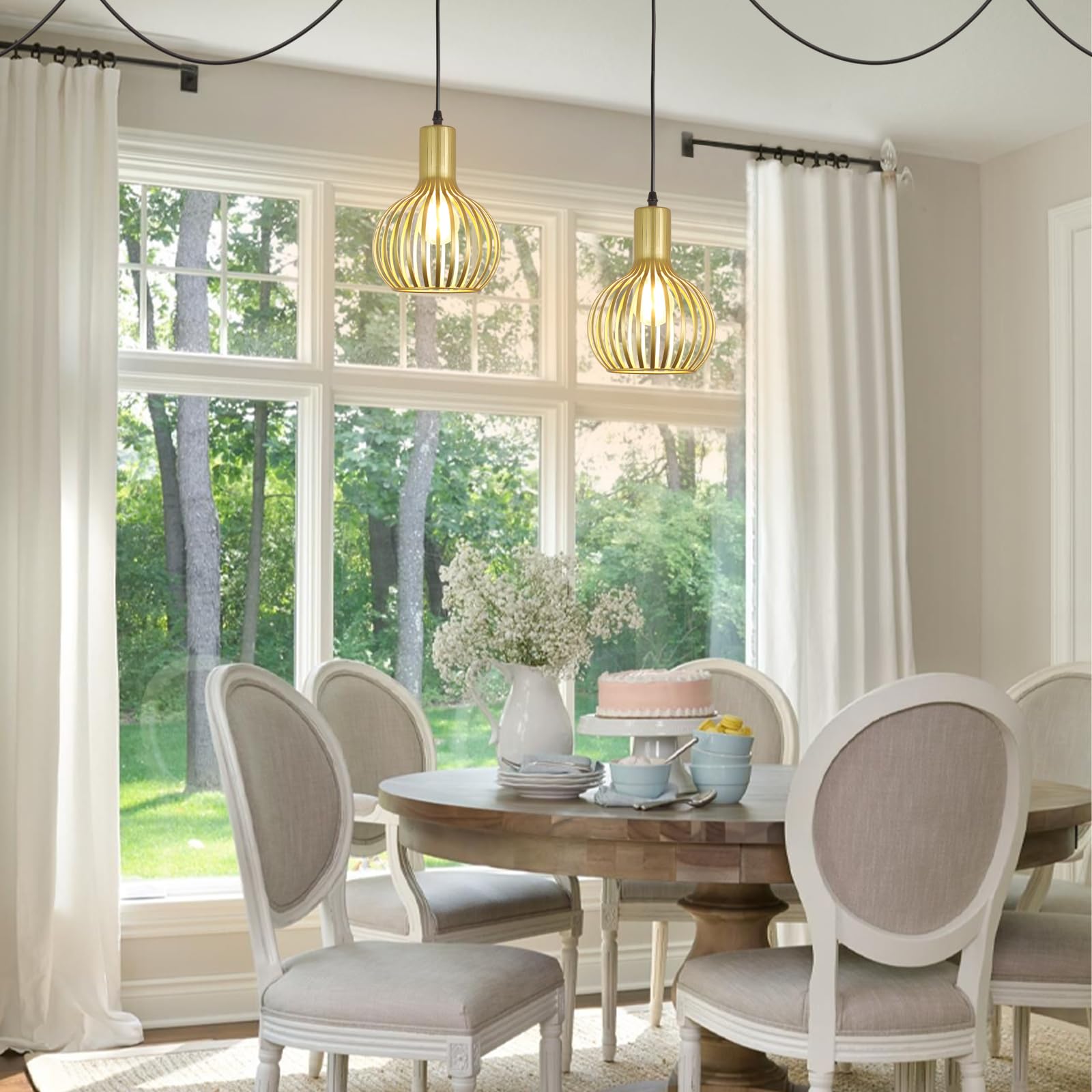 Dllt Plug In Pendant Light Fixtures, Adjustable Gold Pendant Lighting Over Sink, Farmhouse Metal Pendant Lights Kitchen Island,