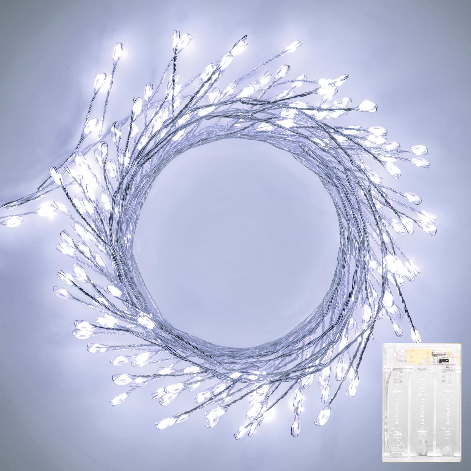 Brightown Fairy Lights, 240LED Twinkle String Lights, 20 FT, Waterproof, Pure White, 2 Pack, Copper Material