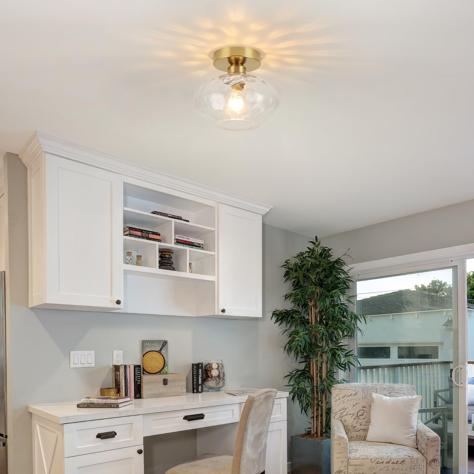 Wilon Semi Flush Mount Ceiling Light - Modern Gold Kitchen Lighting Fixtures Ceiling Hallway Light Fixtures Bedroom Ceiling Ligh