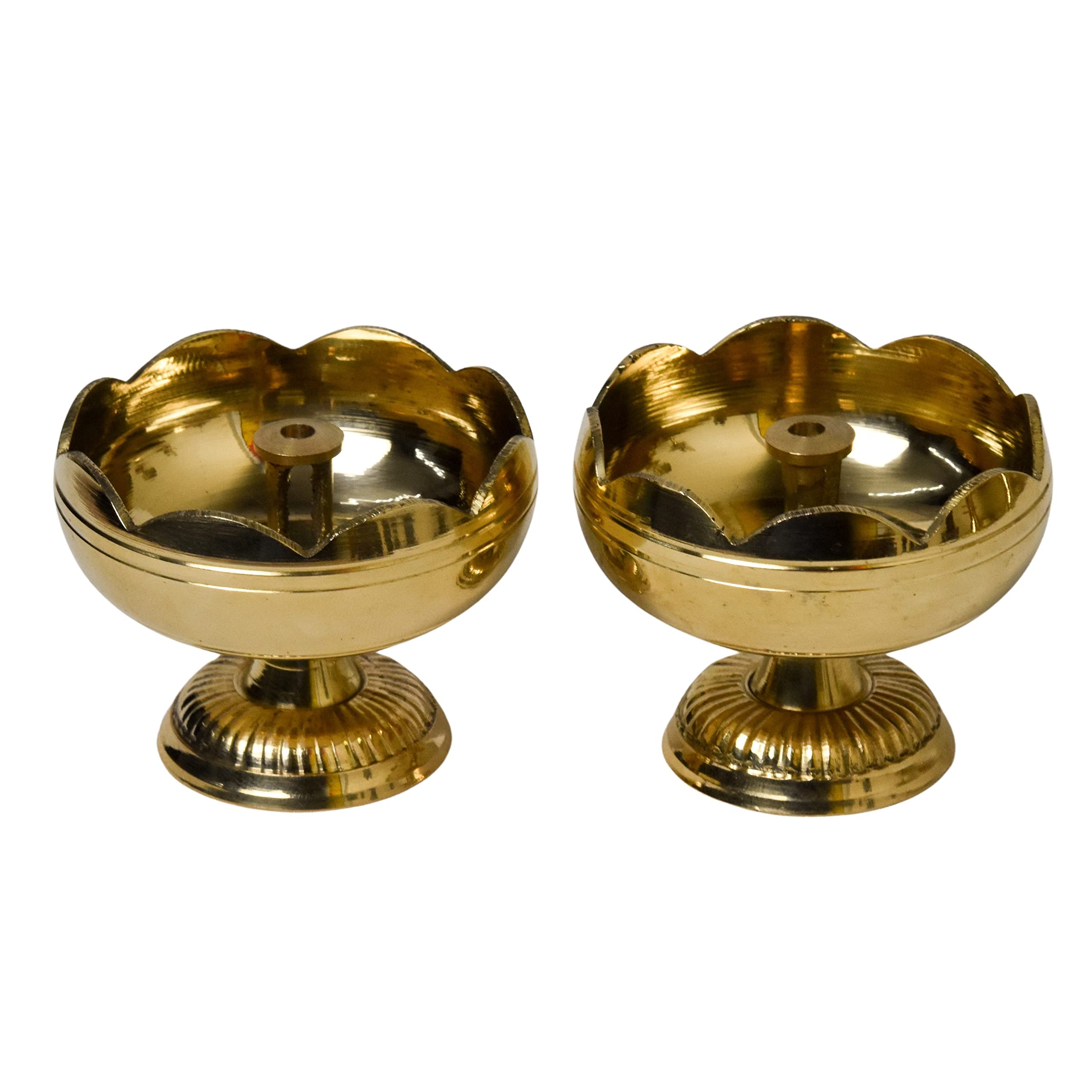 Bhimonee Decor Pure Brass Tamatar Nanda Table Diya, 1.75 inches , brass, Pack of 2 pcs
