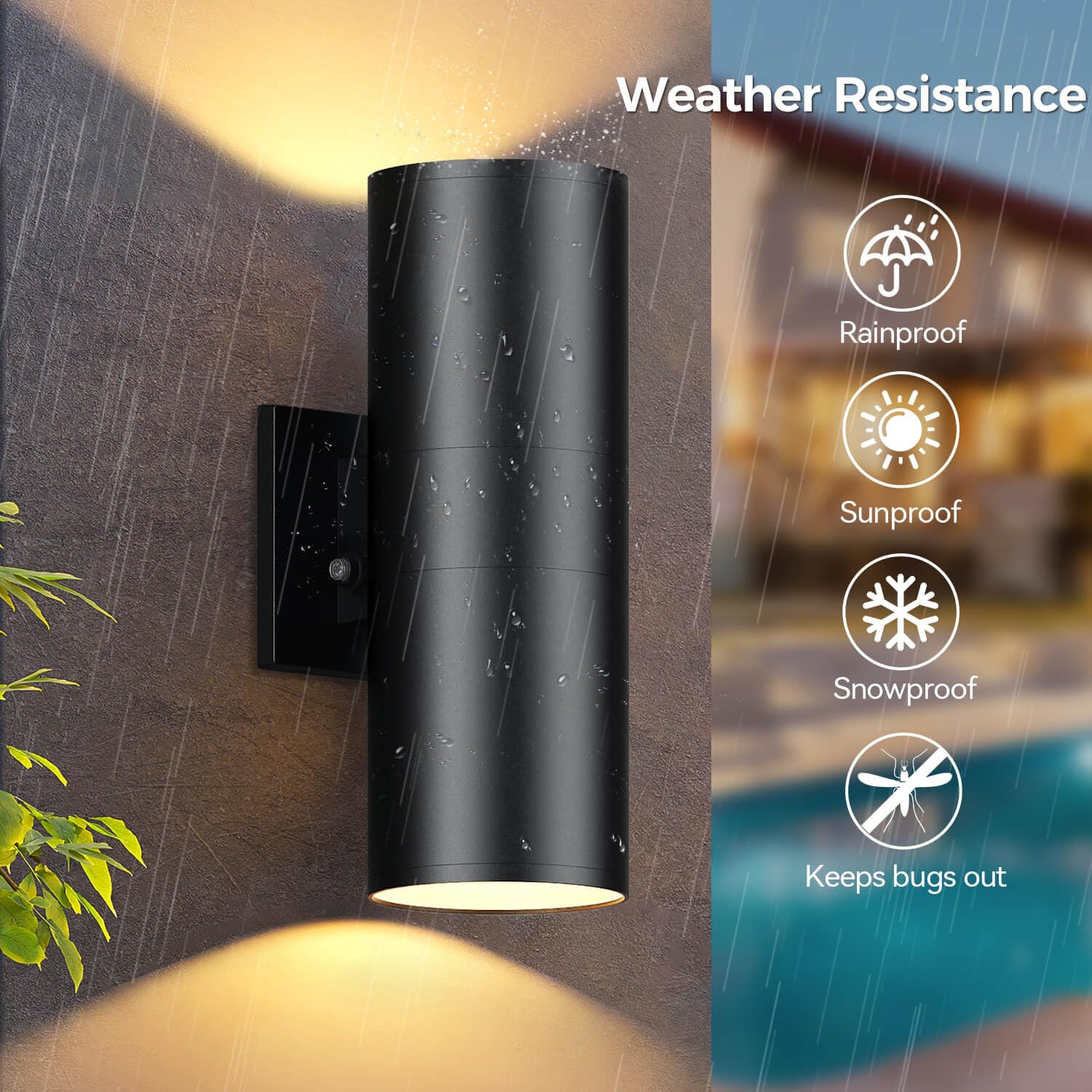 Kizon Dusk To Dawn Outdoor Lighting 2 Pack, Exterior Lighting Fixtures Wall Mount Aluminum Porch Lights With E26 Base, Waterproo