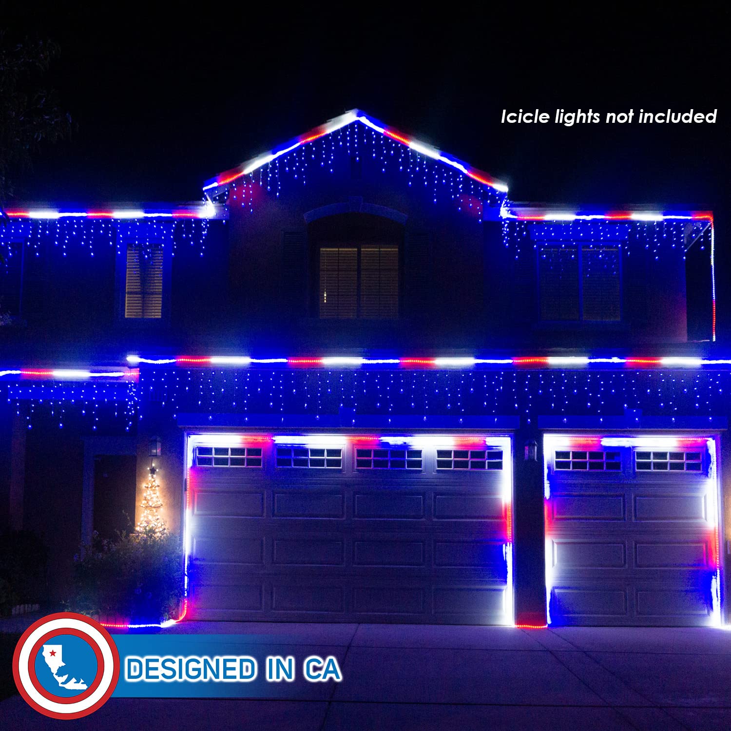Russell Decor Patriotic Rope Lights - 30 Feet, Red White Blue, Plastic, Model RDROPERWB30 - Perfect for Independence Day & Memorial Day