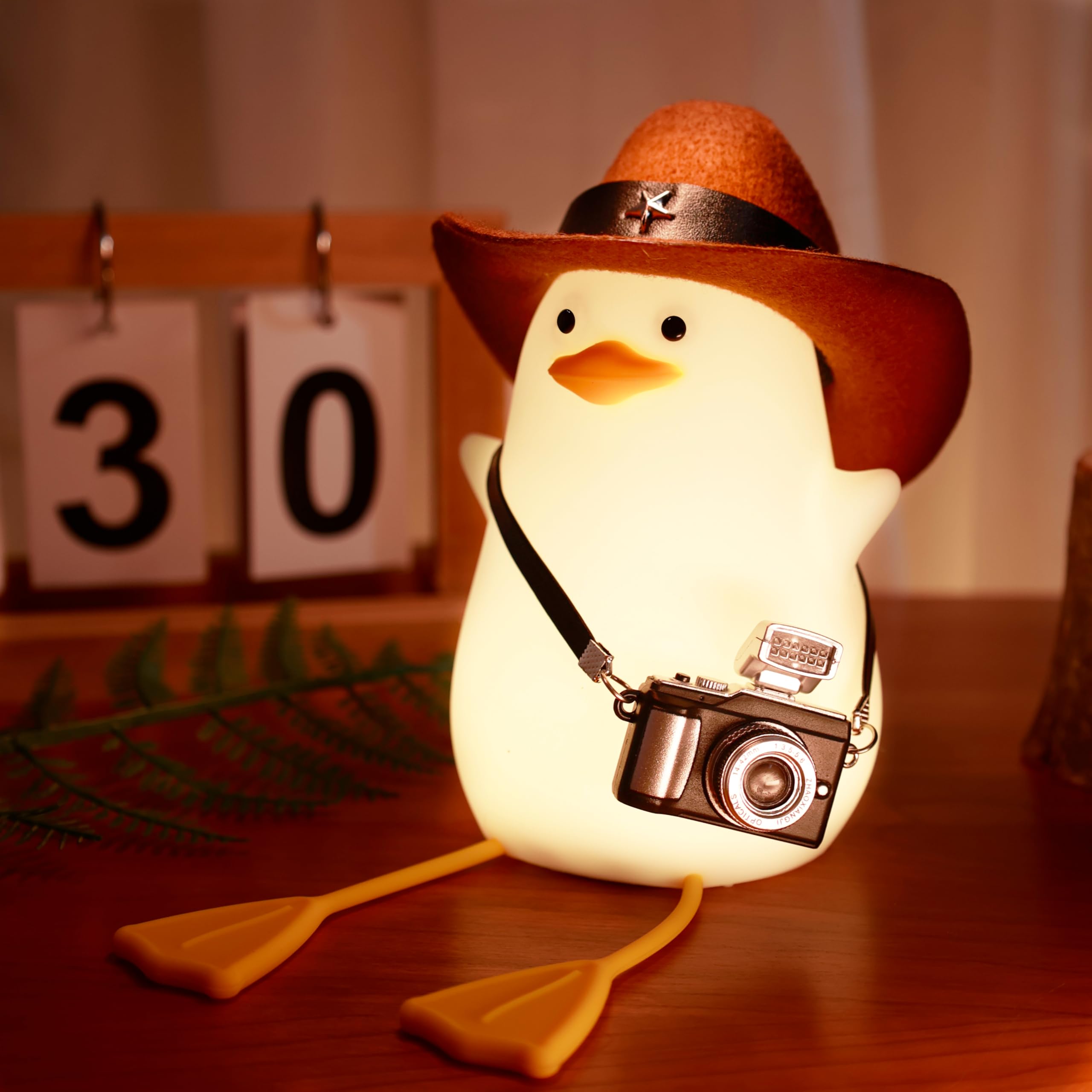 Anywin Duck Night Light for Kids, Silicone Bedside Lamp, Dimmer & Rechargeable, Cowboy Duck, Model FS-S001-CB