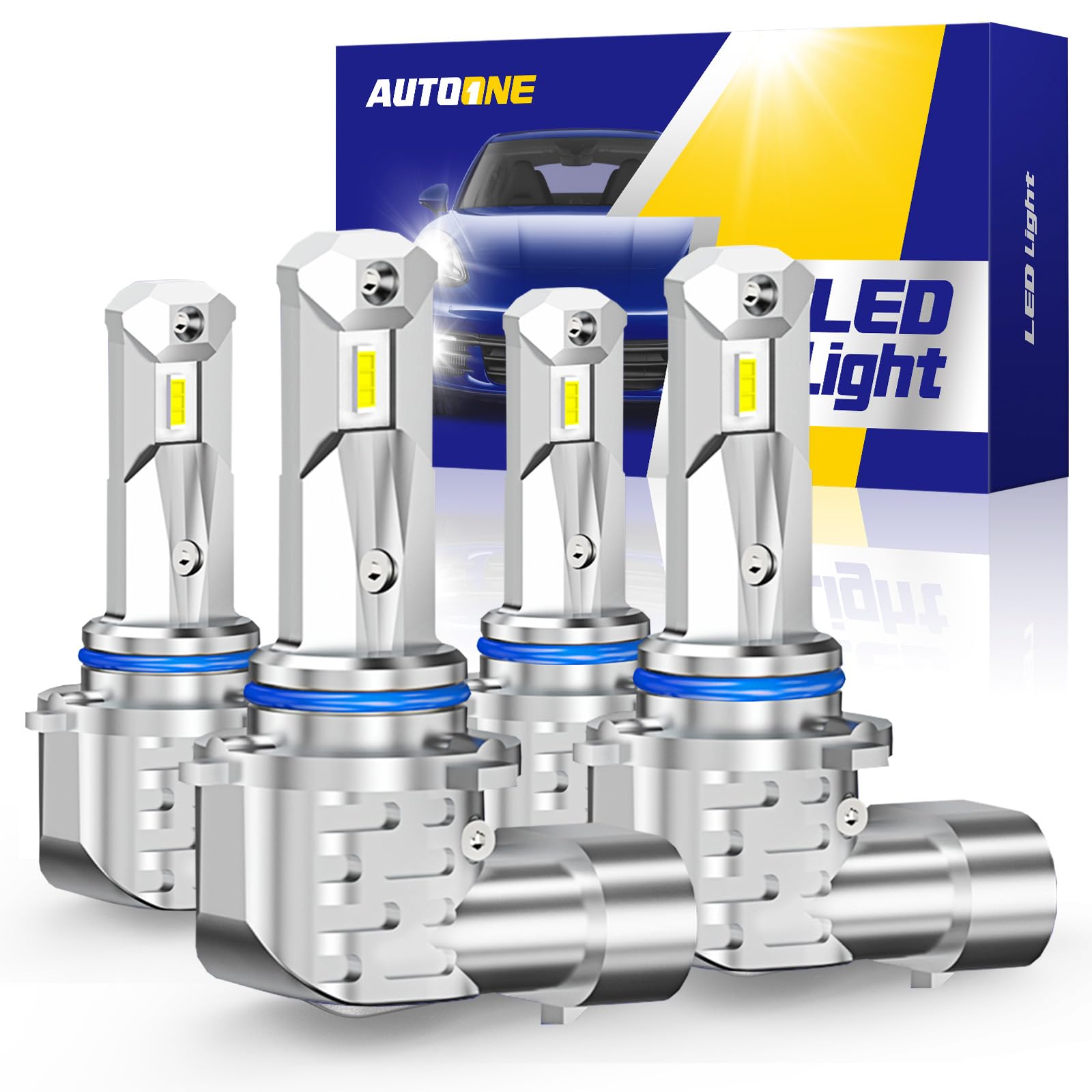 AUTOONE 9005 9006 LED Light Bulbs Combo, 400% Brightness, 6000K Cool White, Plug and Play, Pack of 4