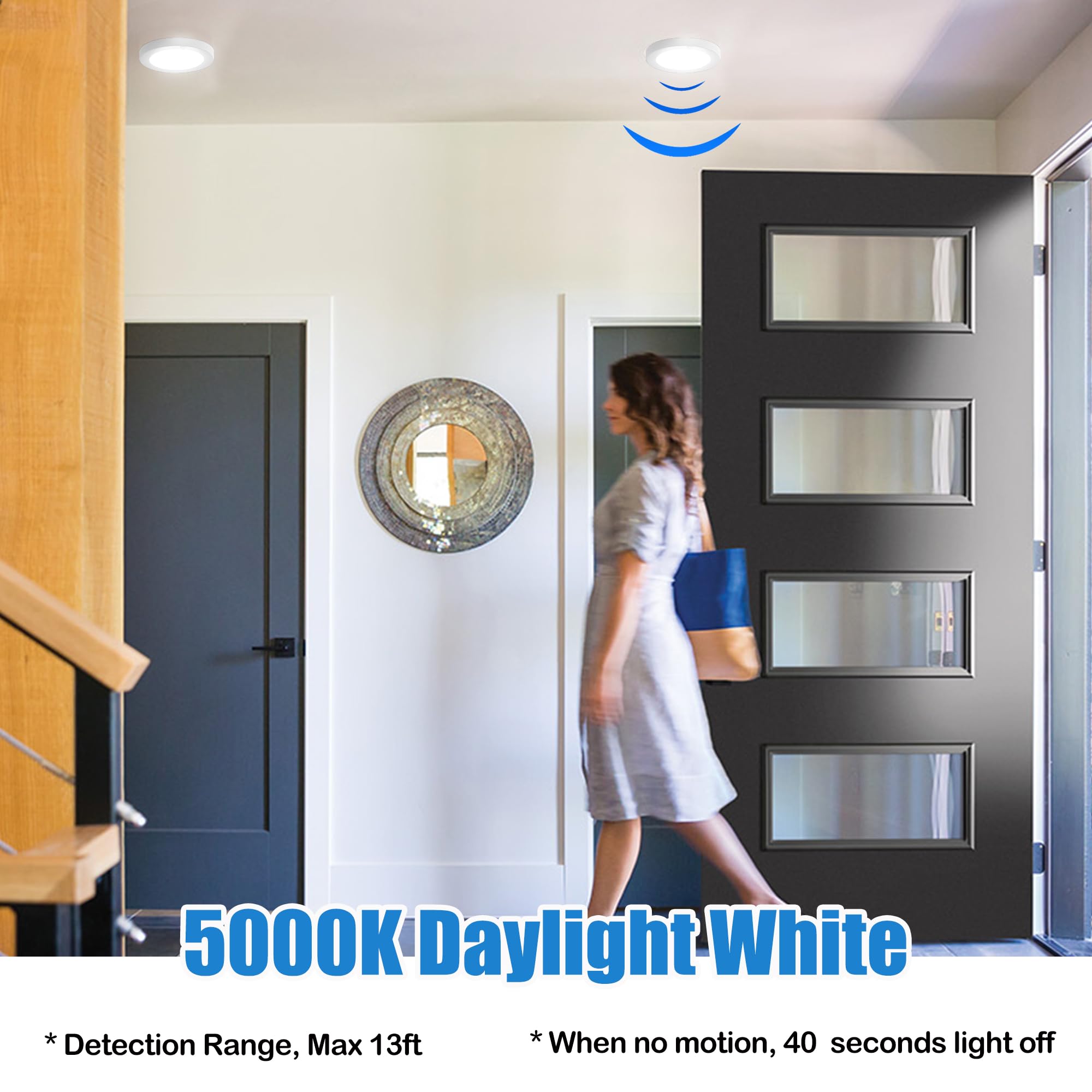 MingBright LED PIR Motion Sensor Closet Light, 6 Inch, Dimmable, Aluminum, 5000K Daylight White, Model ACFMS03-608PIR