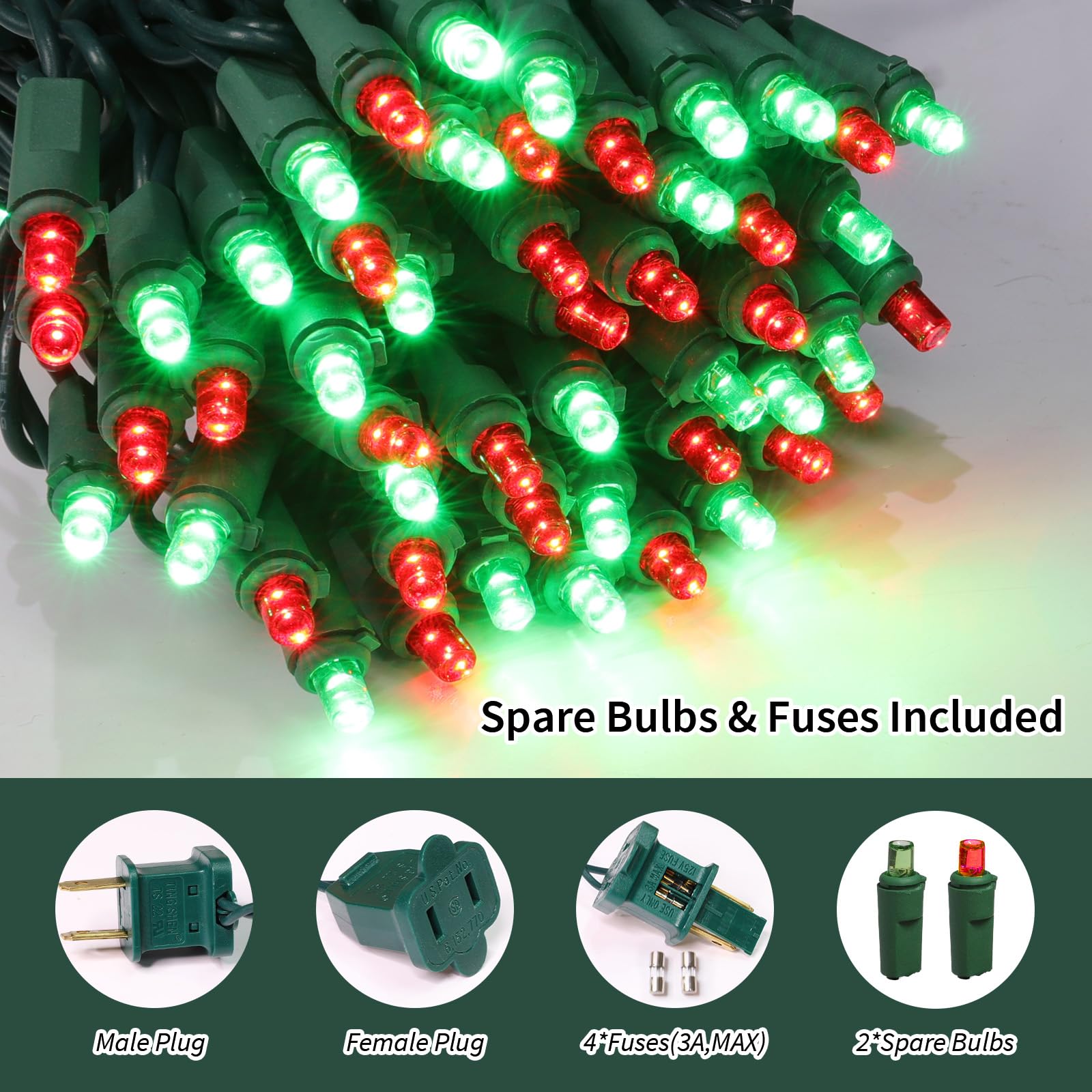 Lamphome 100 Count Red And Green - String Lights - 21.6Ft Led Christmas Lights, Mini Led Lights For Indoor Outdoor Home Holiday Party Wedding Independence Day Decoration