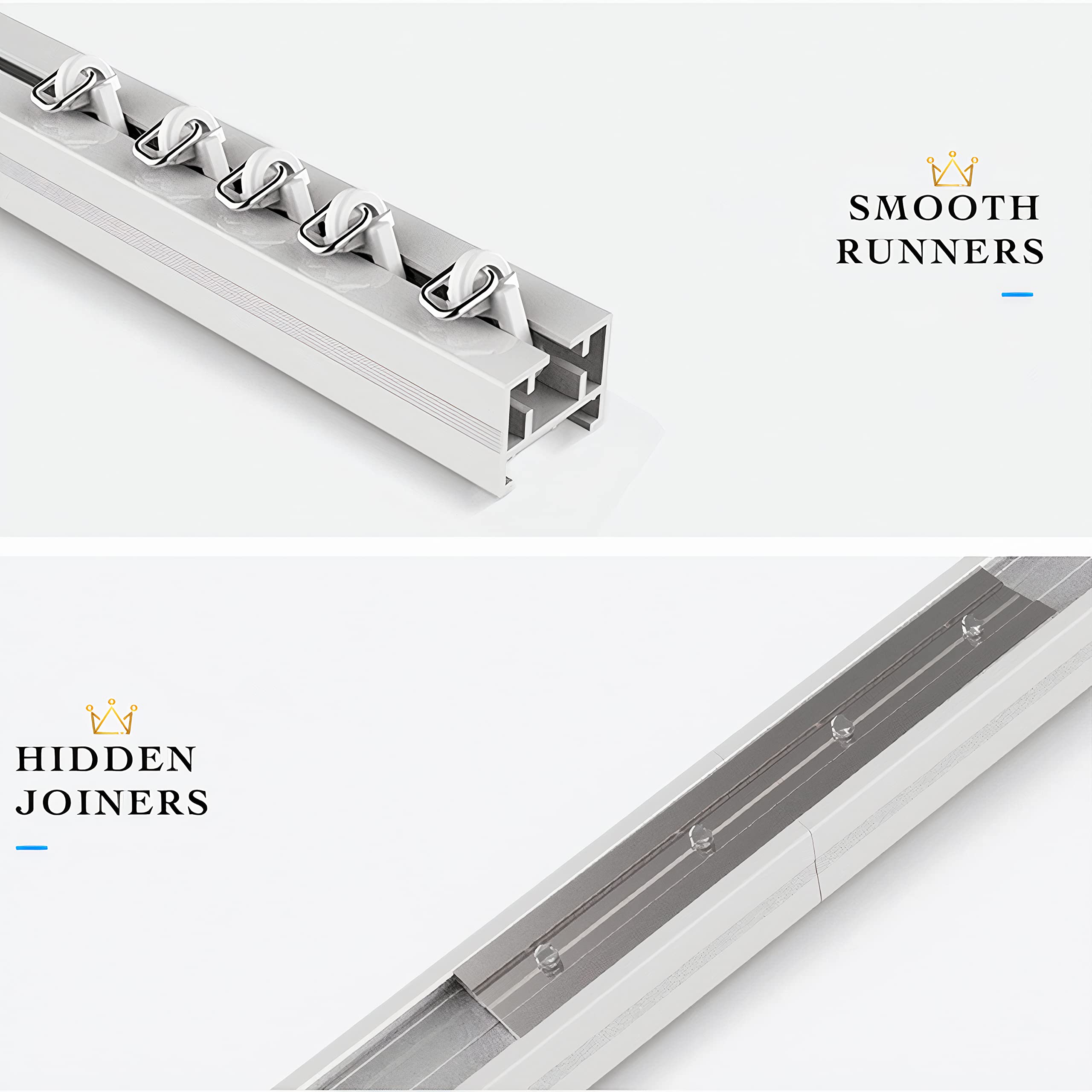 Quoya Smart Electric Curtain Track AT5810?Up to 3m(118in) - Motorised and Adjustable ?, with Automated Rail Motor with App, Voic