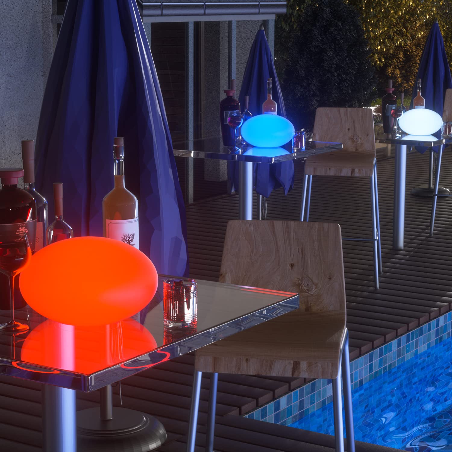 Magshion LED Ball Light, 11" RGB Color Changing Lamp, Remote Control, Dimmable Mood Light for Bedroom, Garden, Pub - Multicolor