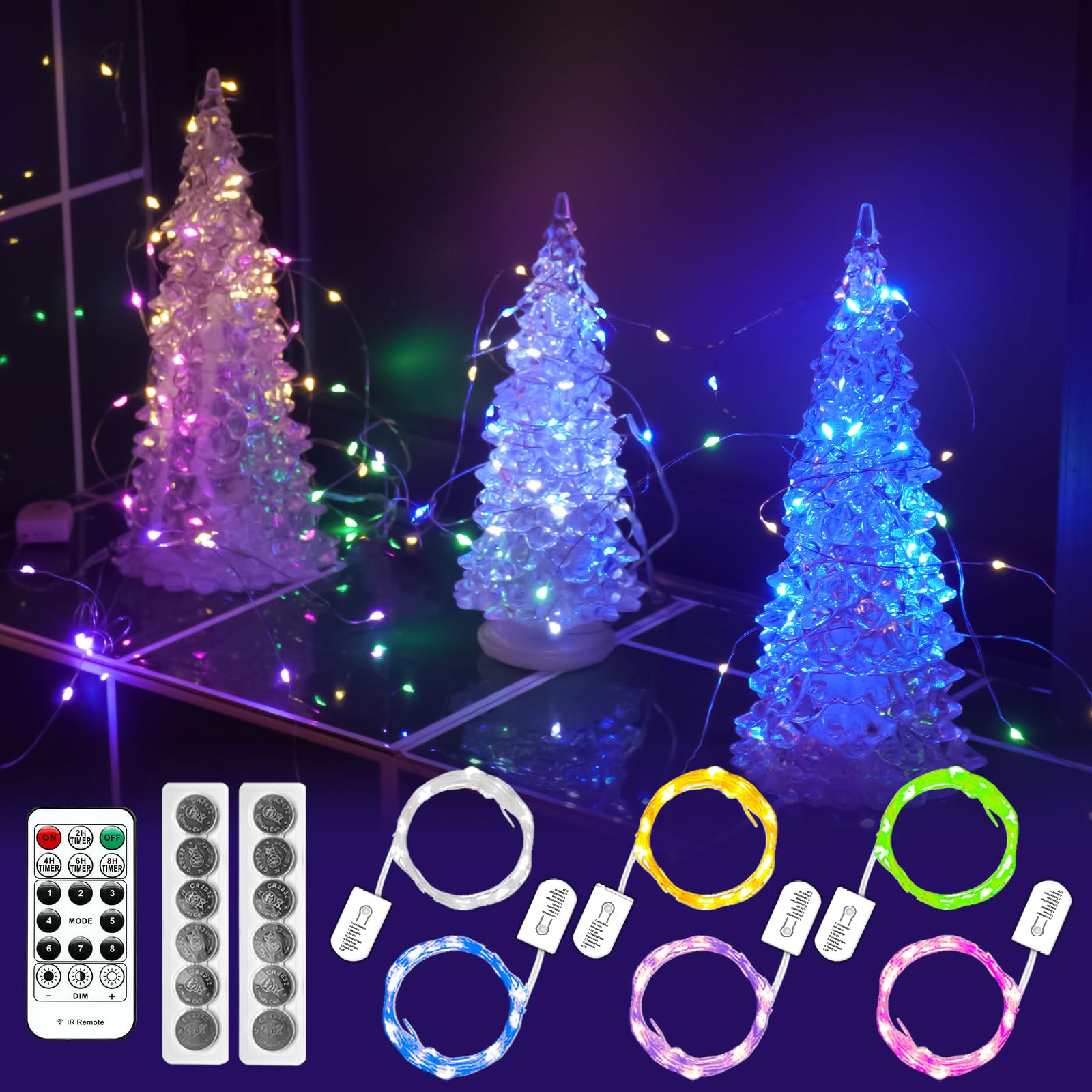 HXWEIYE Fairy Lights 6 Pack Remote & Timer 7ft 20LED Waterproof Multicolor Mini String Lights