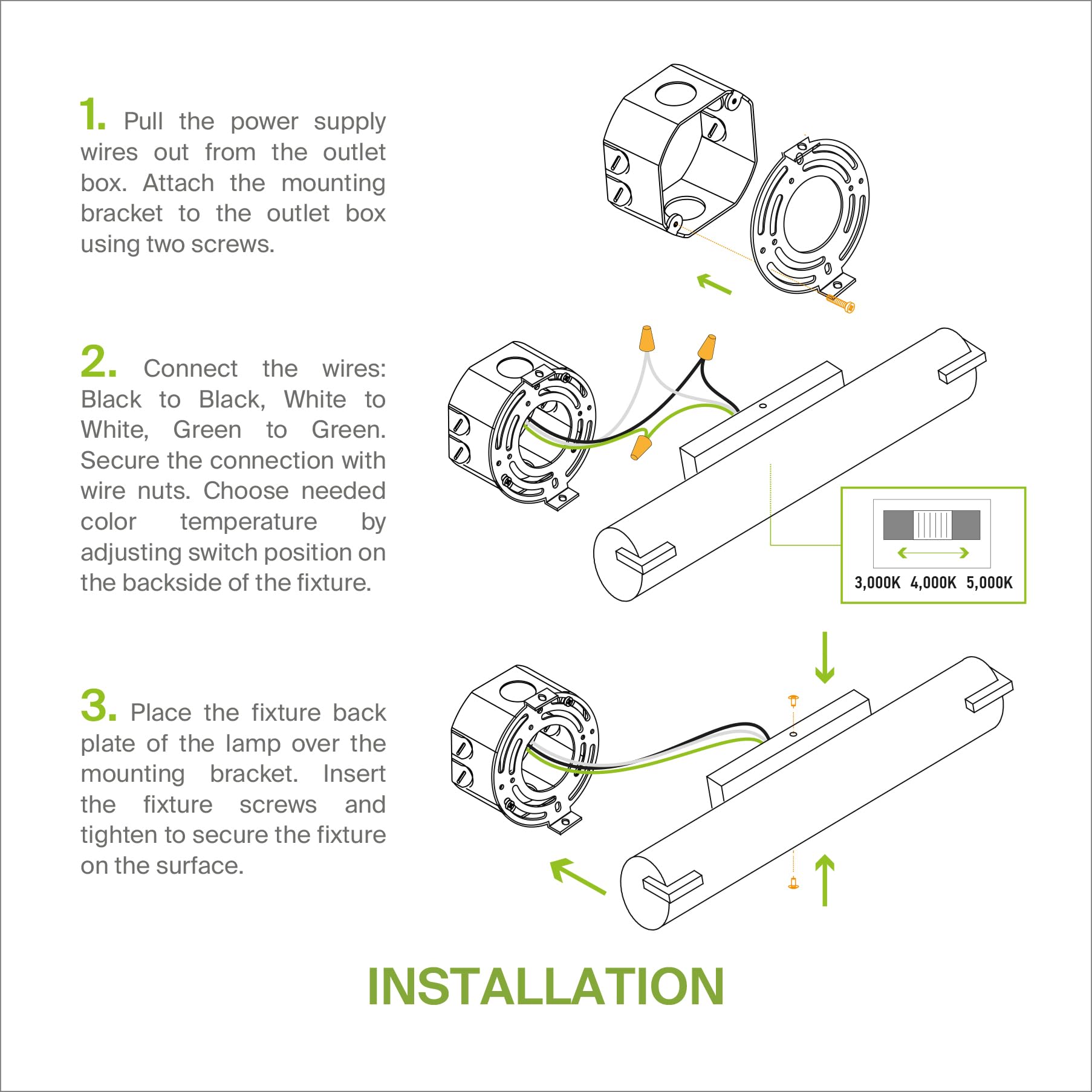 Asd Led 24  Vanity Wall Mount Light Fixture  Linear Bathroom Lighting Bar | 3Cct  Dimmable  Energy Star  Etl Listed | 25W 1950Lm 3000-5000K 120V | Long Tube Bath Sconce Over Mirror | Nickel  4 Pack