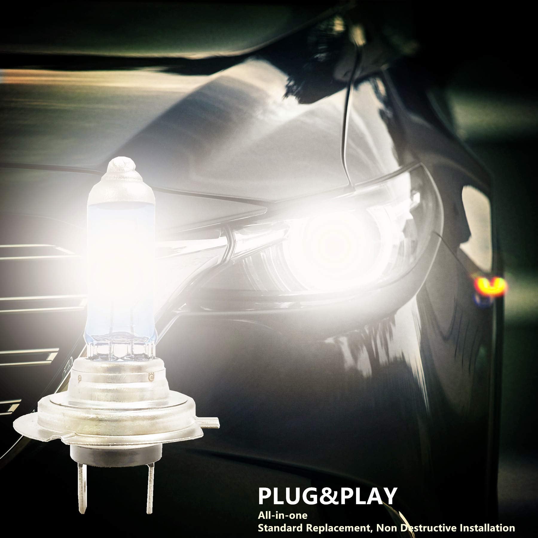Vexoneye H7 Halogen Headlight Bulb 12V 55W 5000K Super Bright Fog Light - Model H7606C1