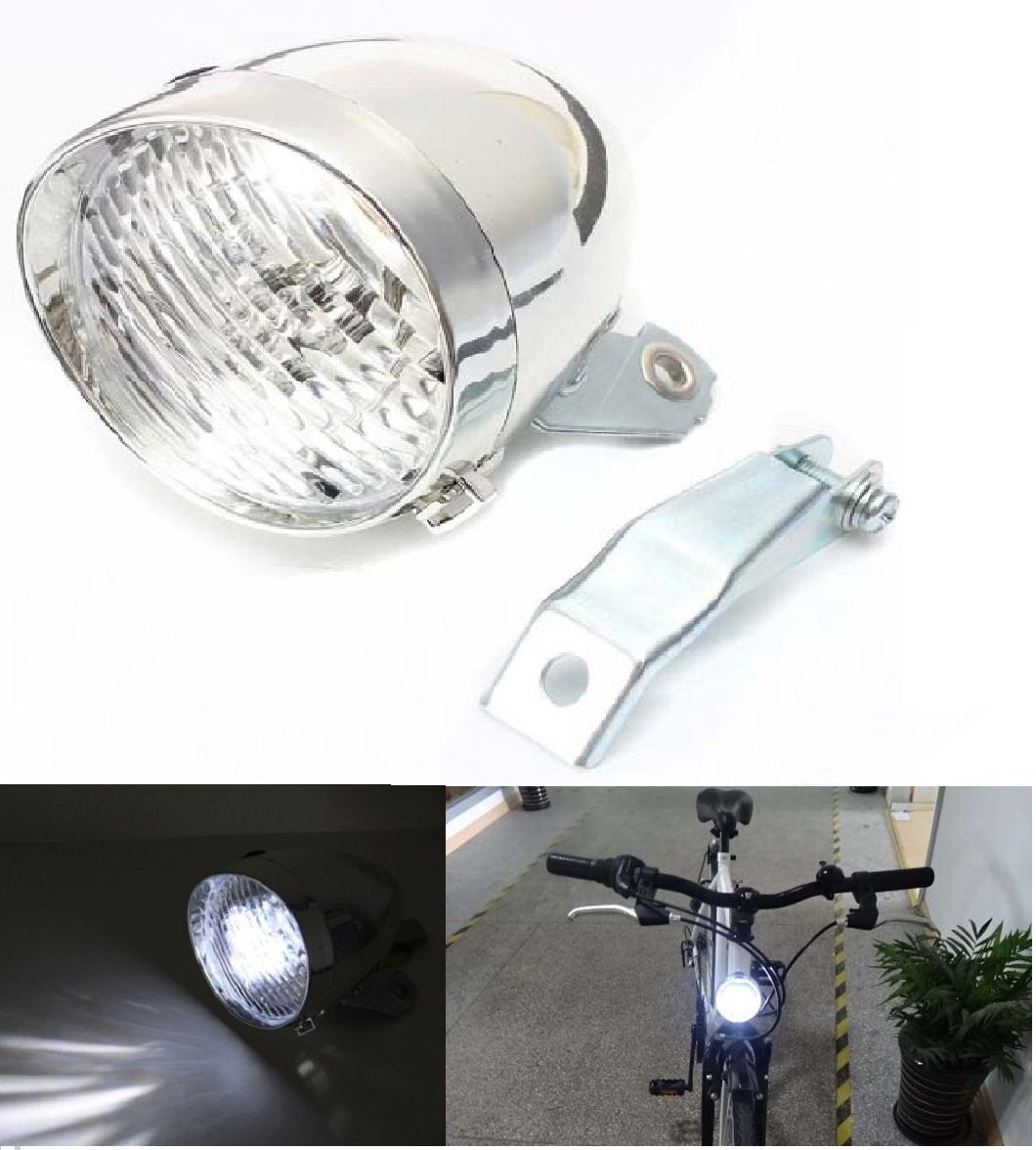 Bluesunshine Vintage Retro Bicycle Bike Front Light Lamp 3 Led Headlight With Bracket (Silver)