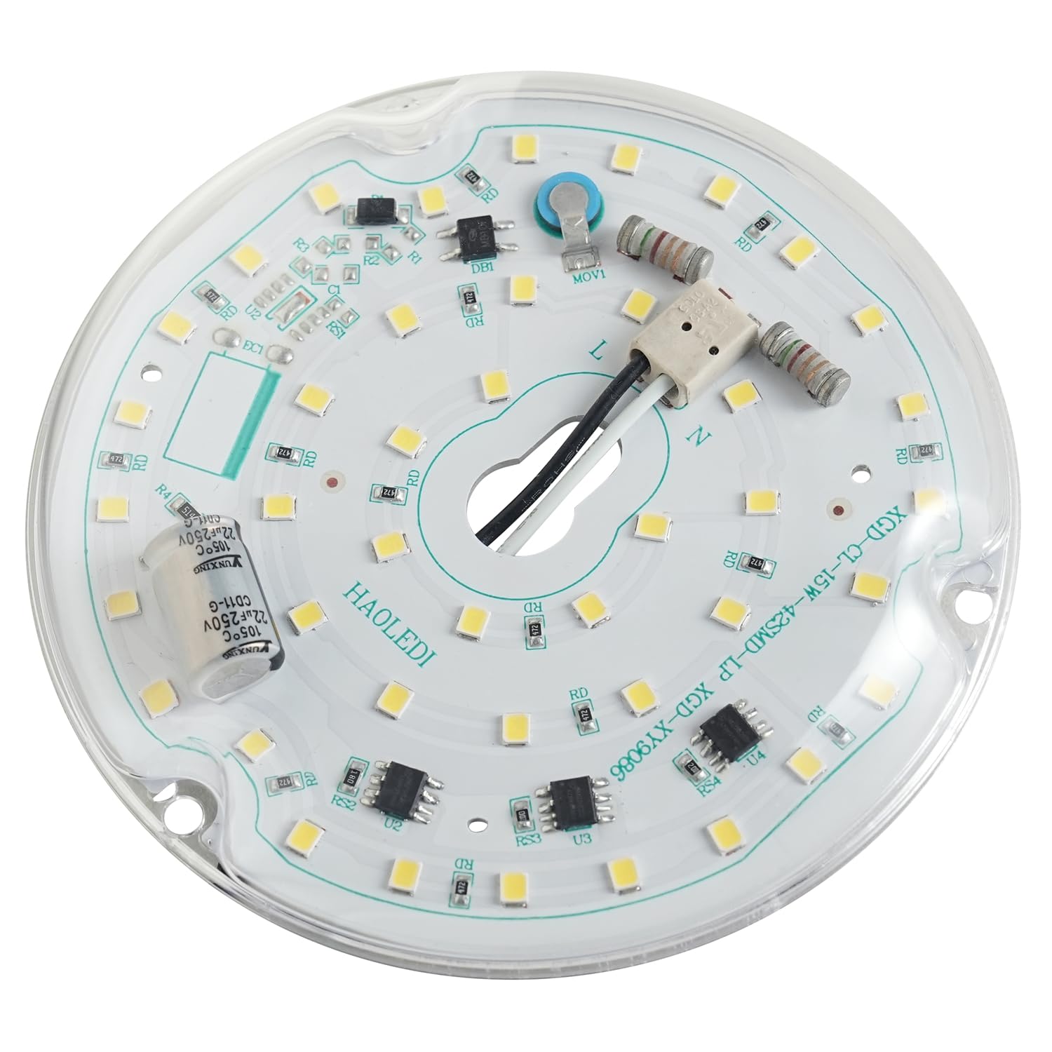 HAOLEDI 15W LED Ceiling Fan Light Retrofit Kit, 6500K, 1800LM, Aluminum, White, Model HAO3CCT15W, 1-Pack