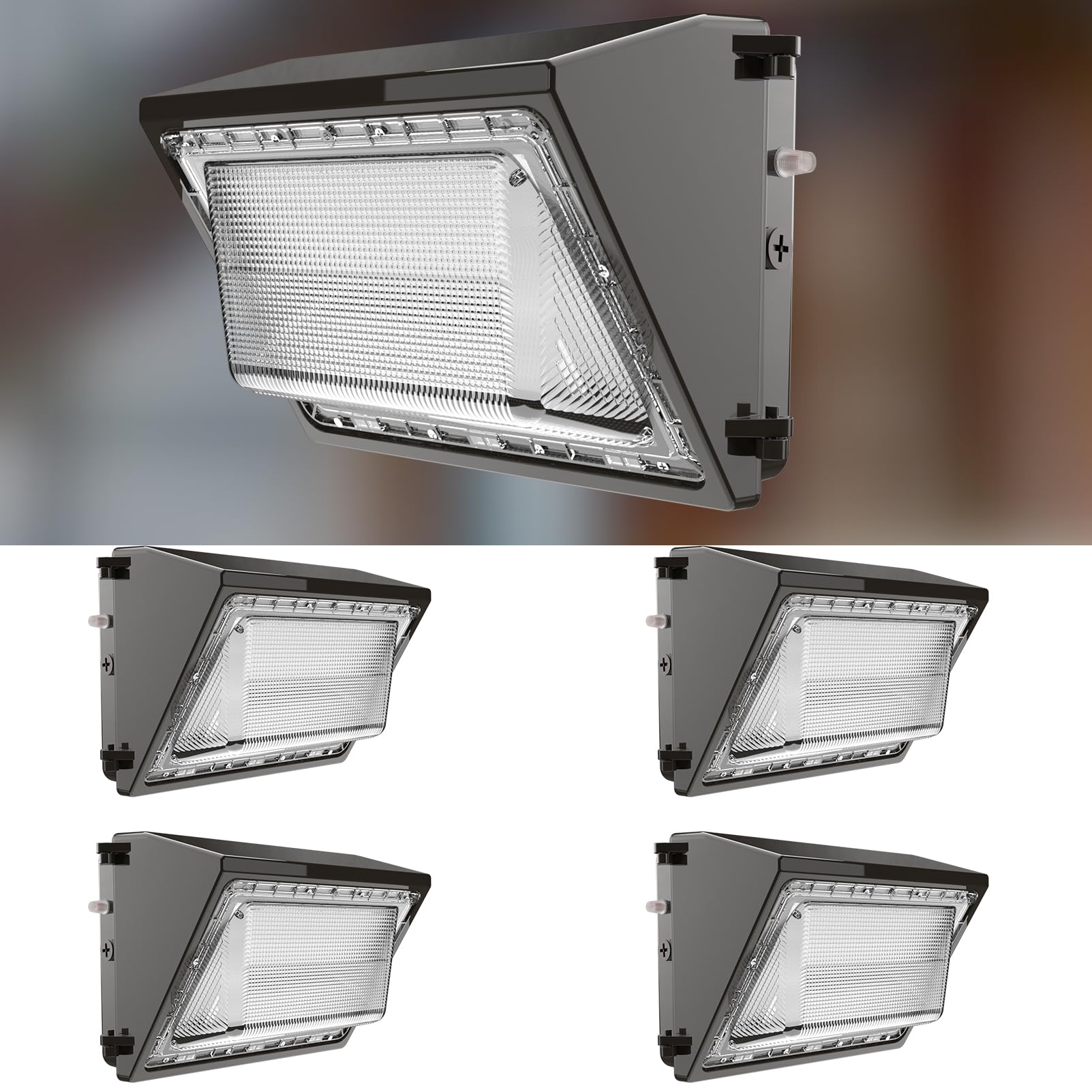 Lightdot 4Pack 150W LED Wall Pack Lights, 100-277v Dusk to Dawn Photocell, 22500Lm(150Lm/W) 5000K IP65 Wall Mount Outdoor Exteri