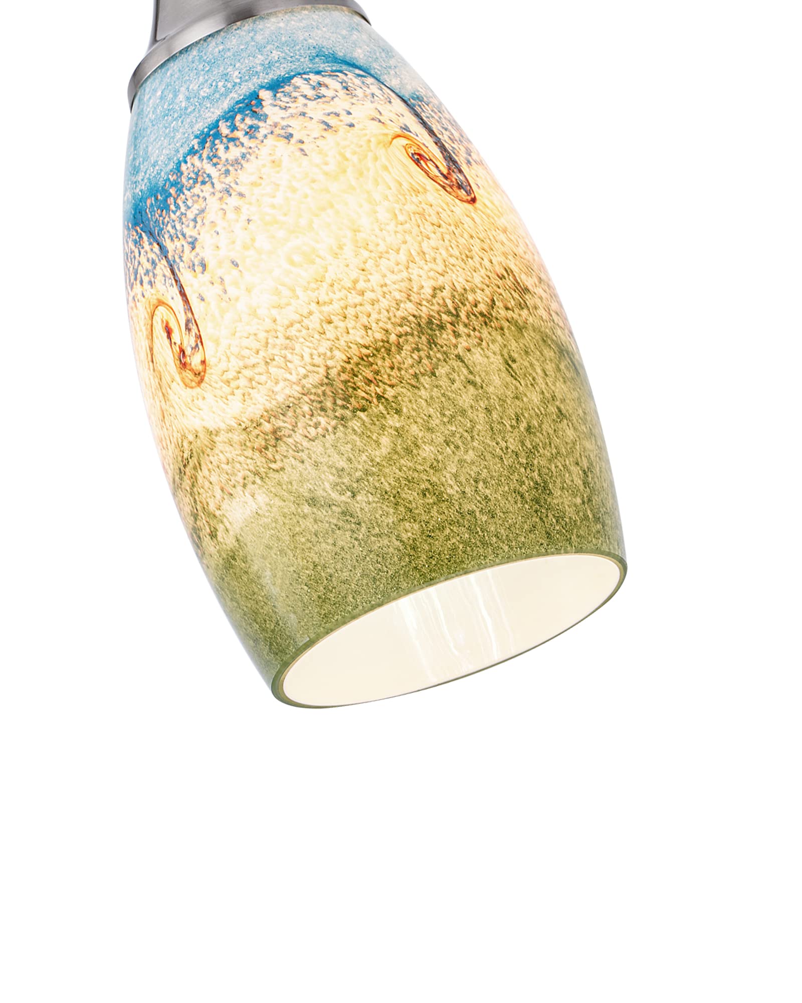 Karyfine Mini Glass Pendant Lights,Blown Art Glass Pendant Hanging Light Fixtures Kitchen Island Pendant Lamp Shade With Brushed Nickel Finish For Bar Counter,Hallway,Dining Room Multi Color-1P