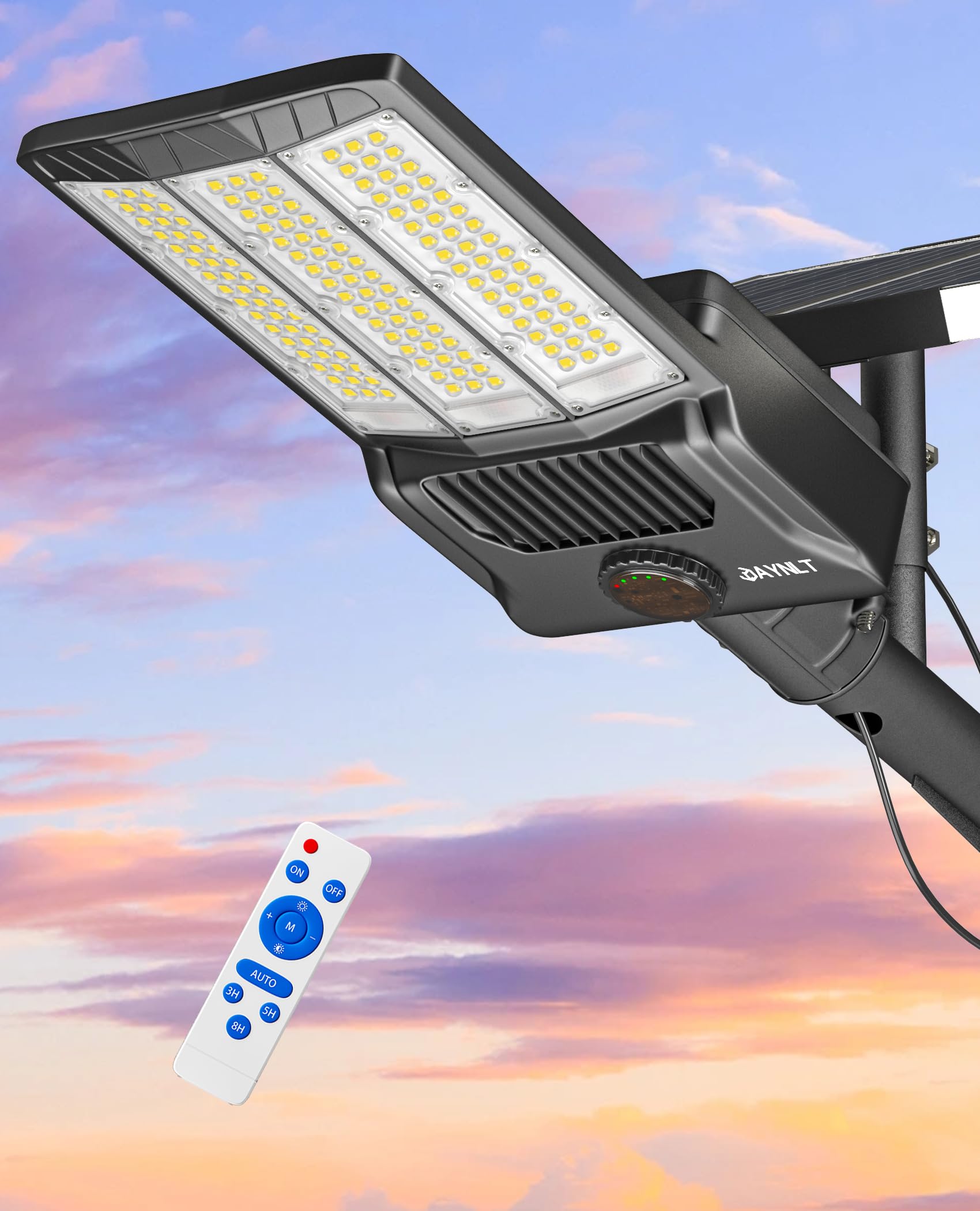 JAYNLT Y-6500W Solar Street Lights Outdoor, 650000LM 6500K High Powered Commercial Parking Lot Lights Dusk to Dawn, Waterproof S