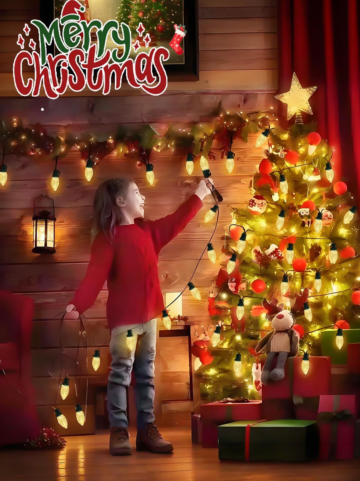 2-Pack C9 Christmas String Lights Plug In  66 Ft 100 Led Christmas Lights Connectable With 8 Modes & Timer  Waterproof Fairy Twinkle Light Indoor Outdoor For Xmas Tree Yard Decorations (Warm White)