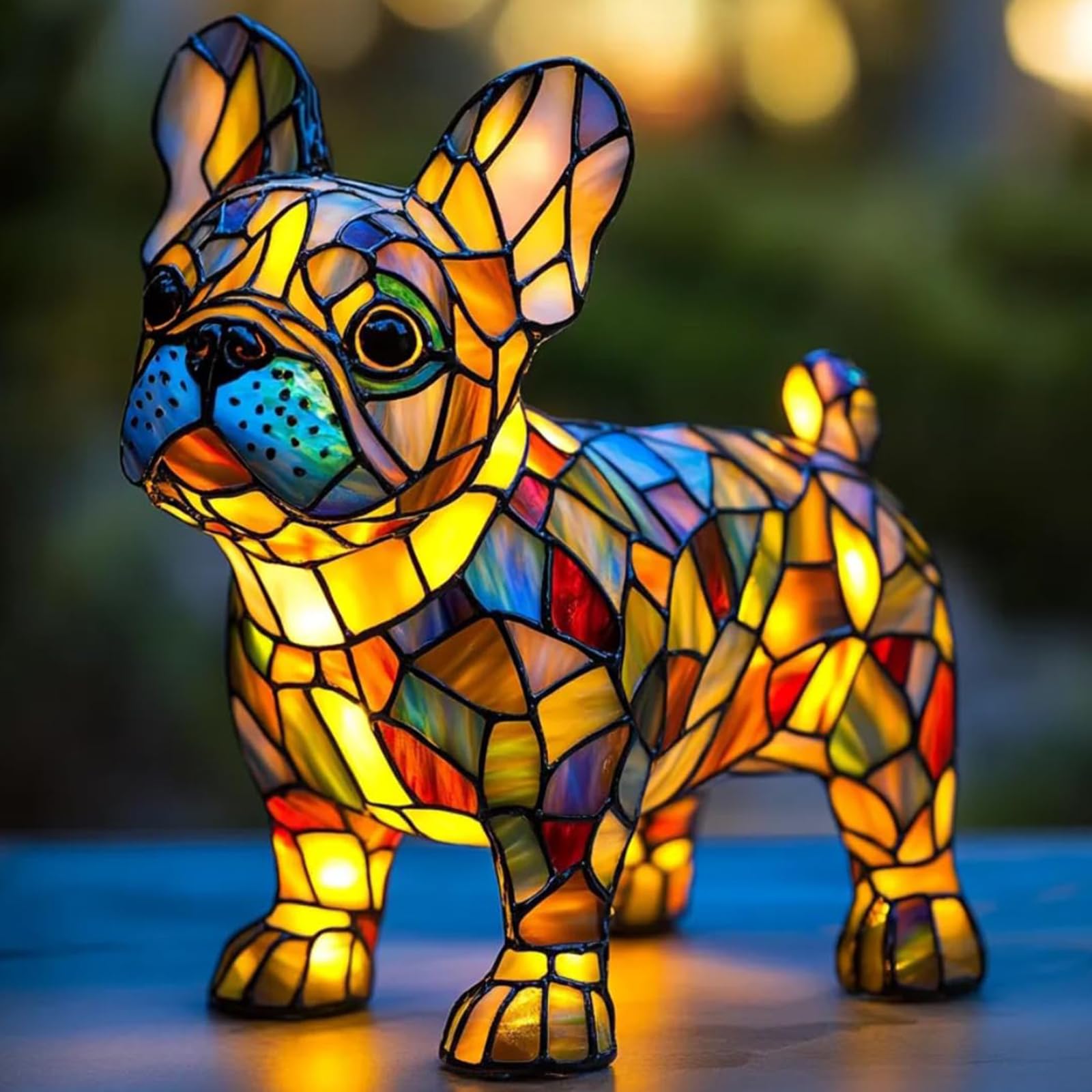 Corgi Lamp And Pug Lamp, Dog Series Art Night Light, Stained Resin French Bulldog Tabletop Night Light, Cute Pet Dogs Themed Led