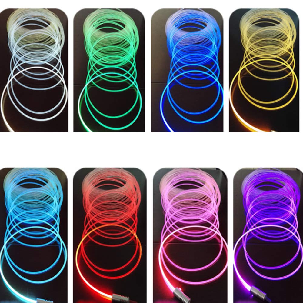 3Mm 5Meters/16Ft Pmma Optic Fiber Cable Side Glow With 12V 1.5W Led Aluminum Illuminator Light Source For Home Car Diy (Red)