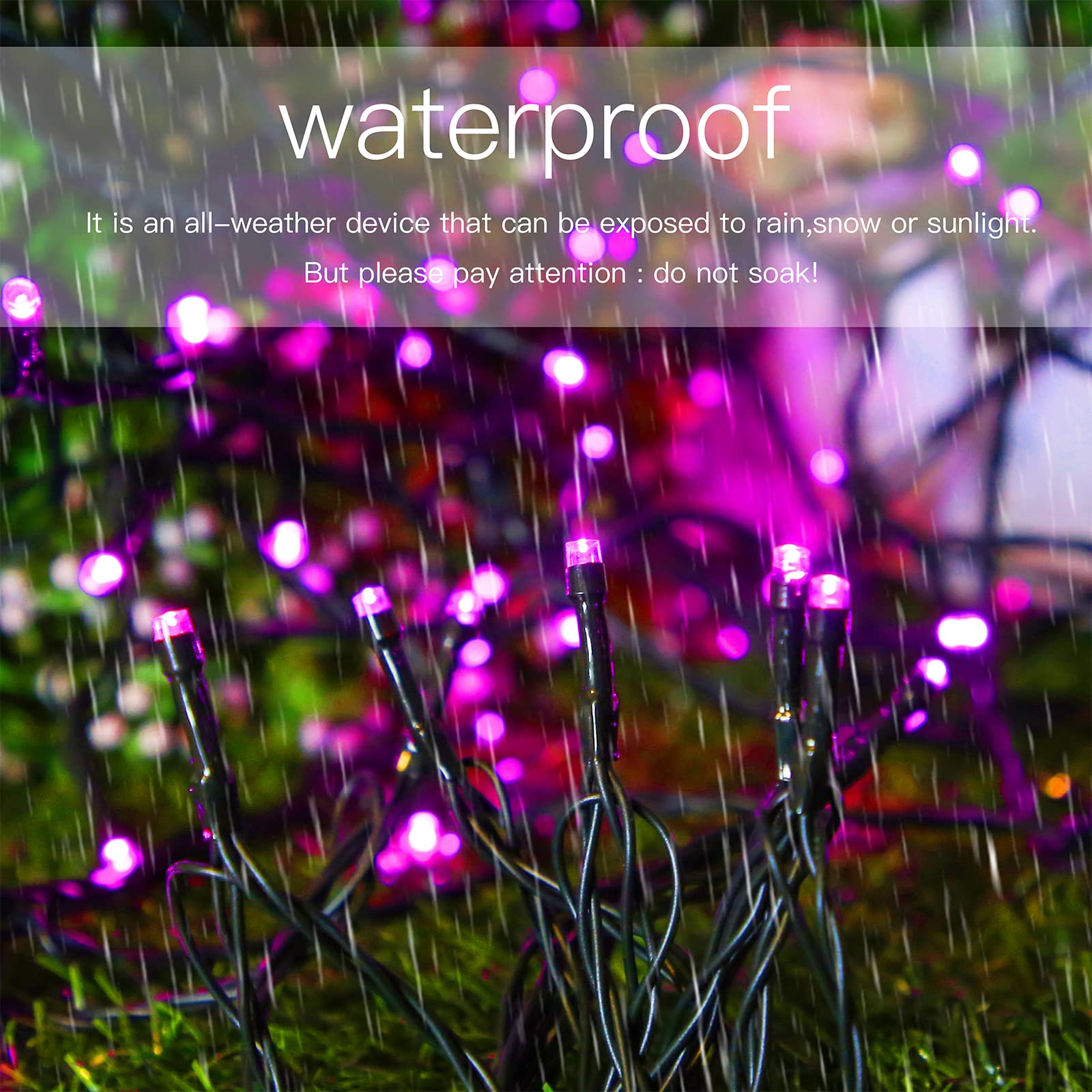 YAOZHOU Solar Pink String Lights 144ft 400LED Fairy Lights, 8 Modes, IP44 Waterproof for Outdoor Garden Wedding Party Decor