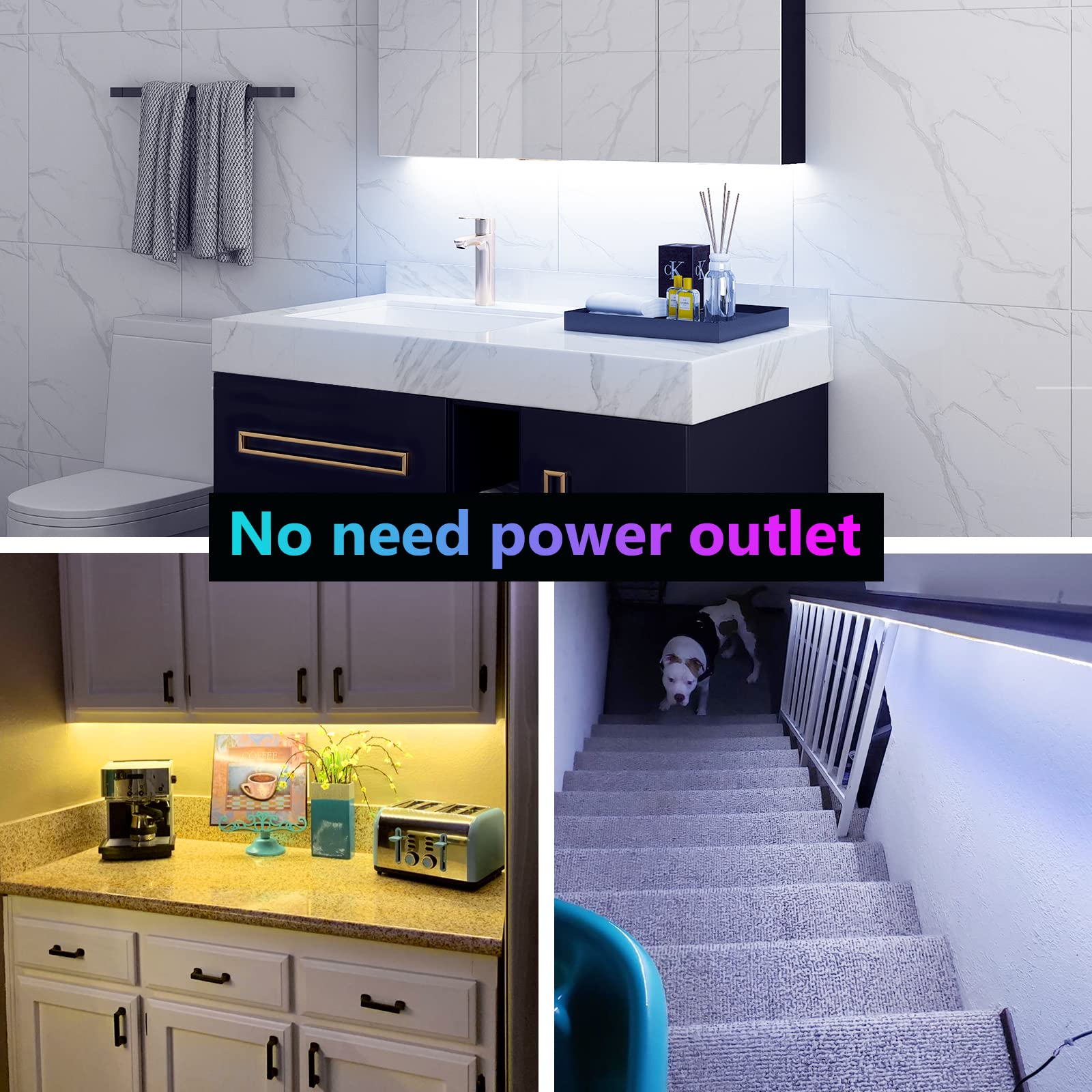 WOBANE Rechargeable LED Strip Light, 6.56ft RGB Color Changing Rope Light, Remote Control, Multicolor, Model CL13-RGB